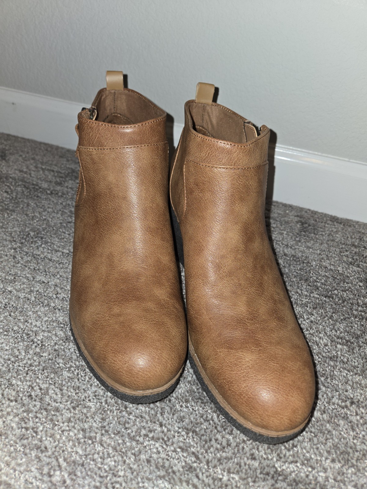 Dr. Scholl’s Bianca Brown Leather Ankle Bootie Zip Wedge Round Toe US 10M