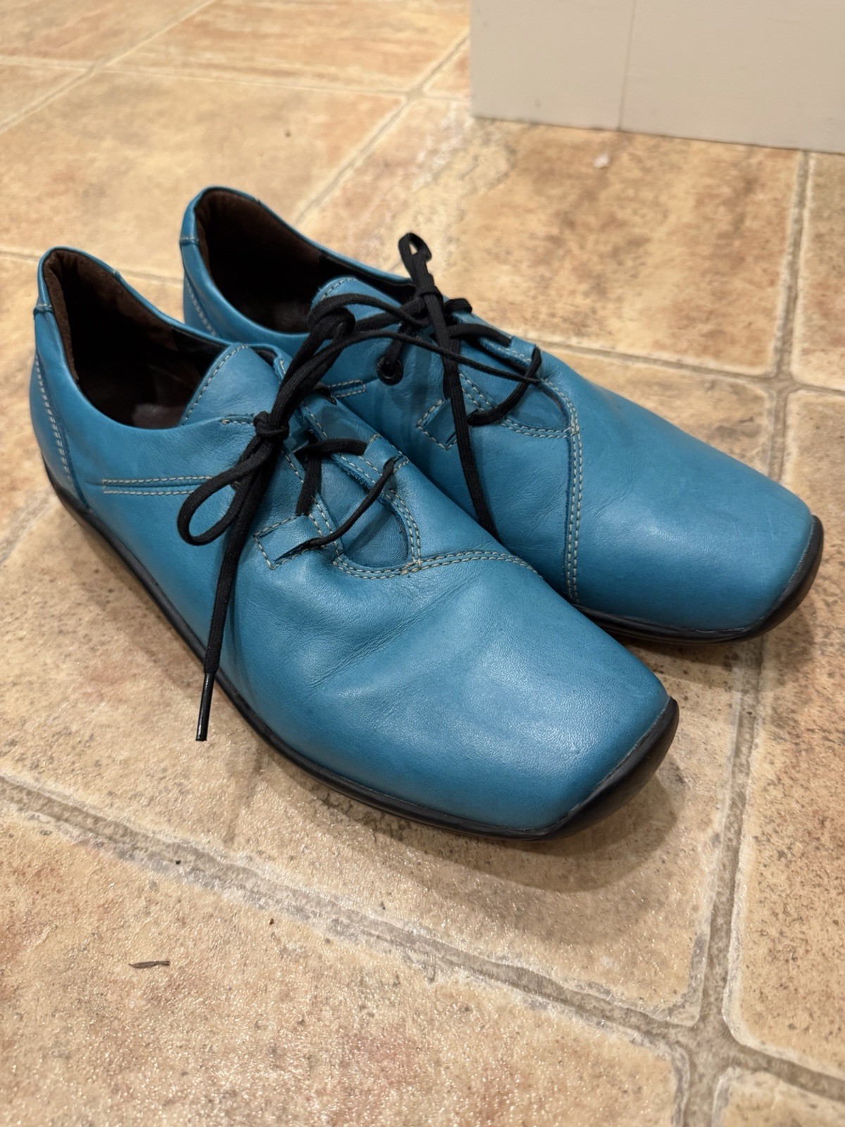 Wolky Rosa Leather Lace Comfort Oxfords Peacock Teal blue Women’s 42/size 11 EUC