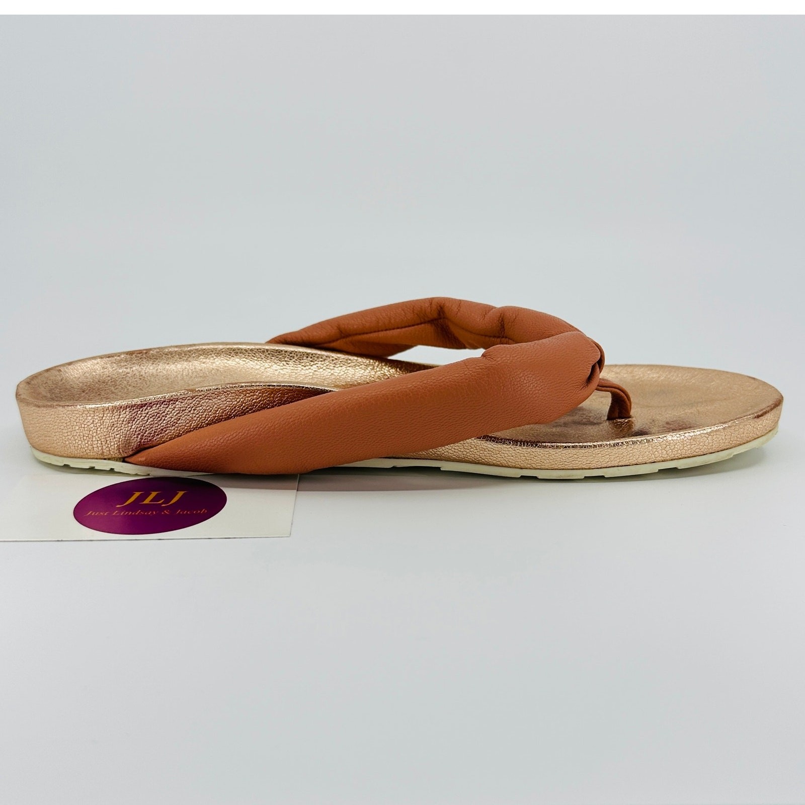 Pedro Garcia Women’s Anita Rosette Stucco Leather Thong Sandals Size 38.5/8.5 US