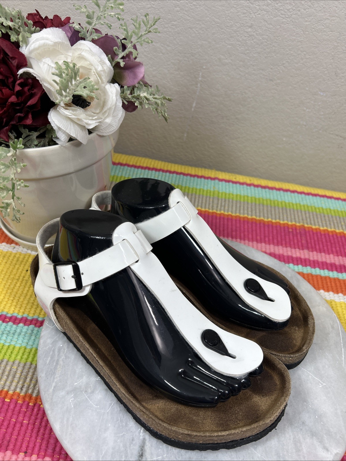 Birkenstock Gizeh White Kairo Thong T Straps Sandals Women’s Size EU 39 US 8/8.5