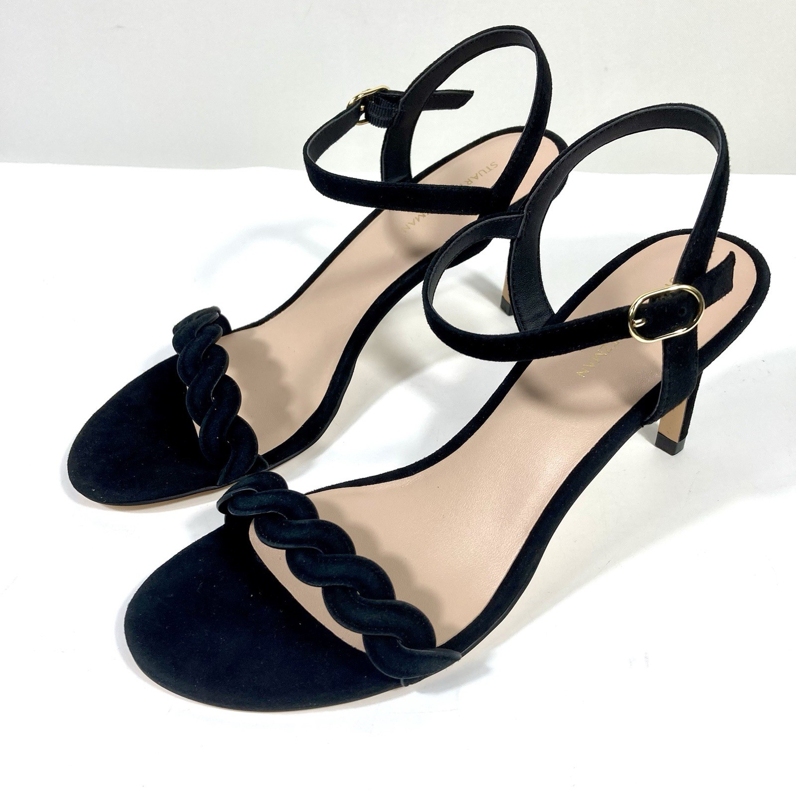 Stuart Weitzman Twistie Stiletto 75 Heels Sandals Suede Black 6 9 B NEW