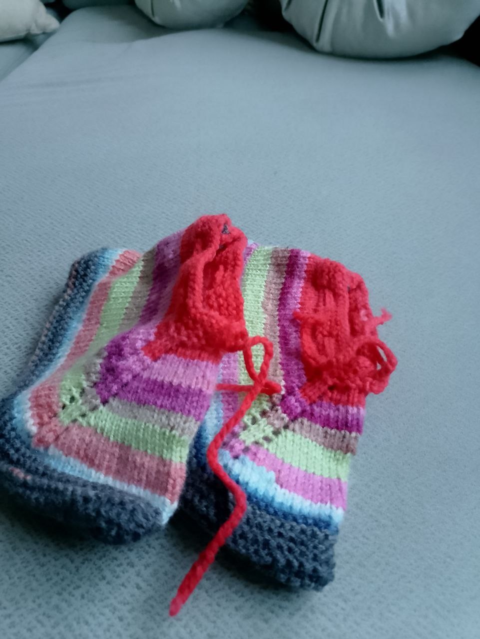 Soft Crochet House Slippers – Handmade Knit Wool Booties Hand-Knitted Multi