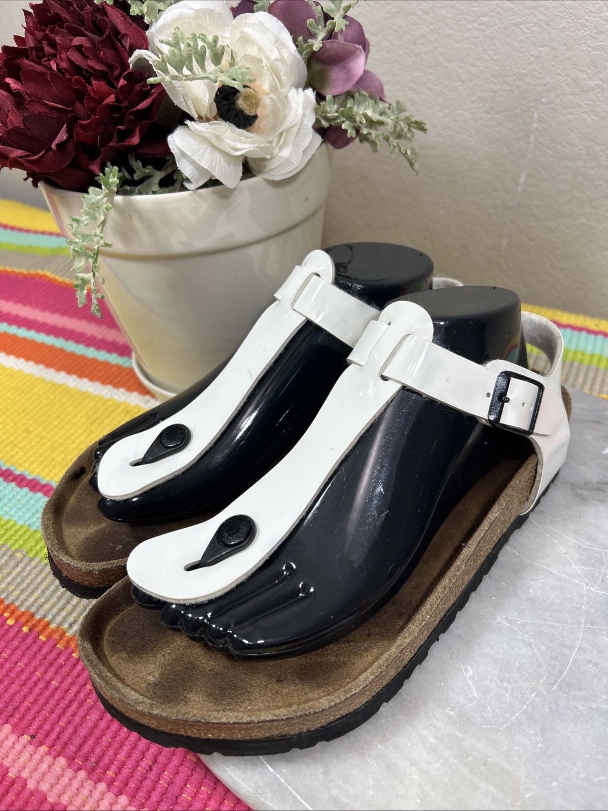 Birkenstock Gizeh White Kairo Thong T Straps Sandals Women’s Size EU 39 US 8/8.5