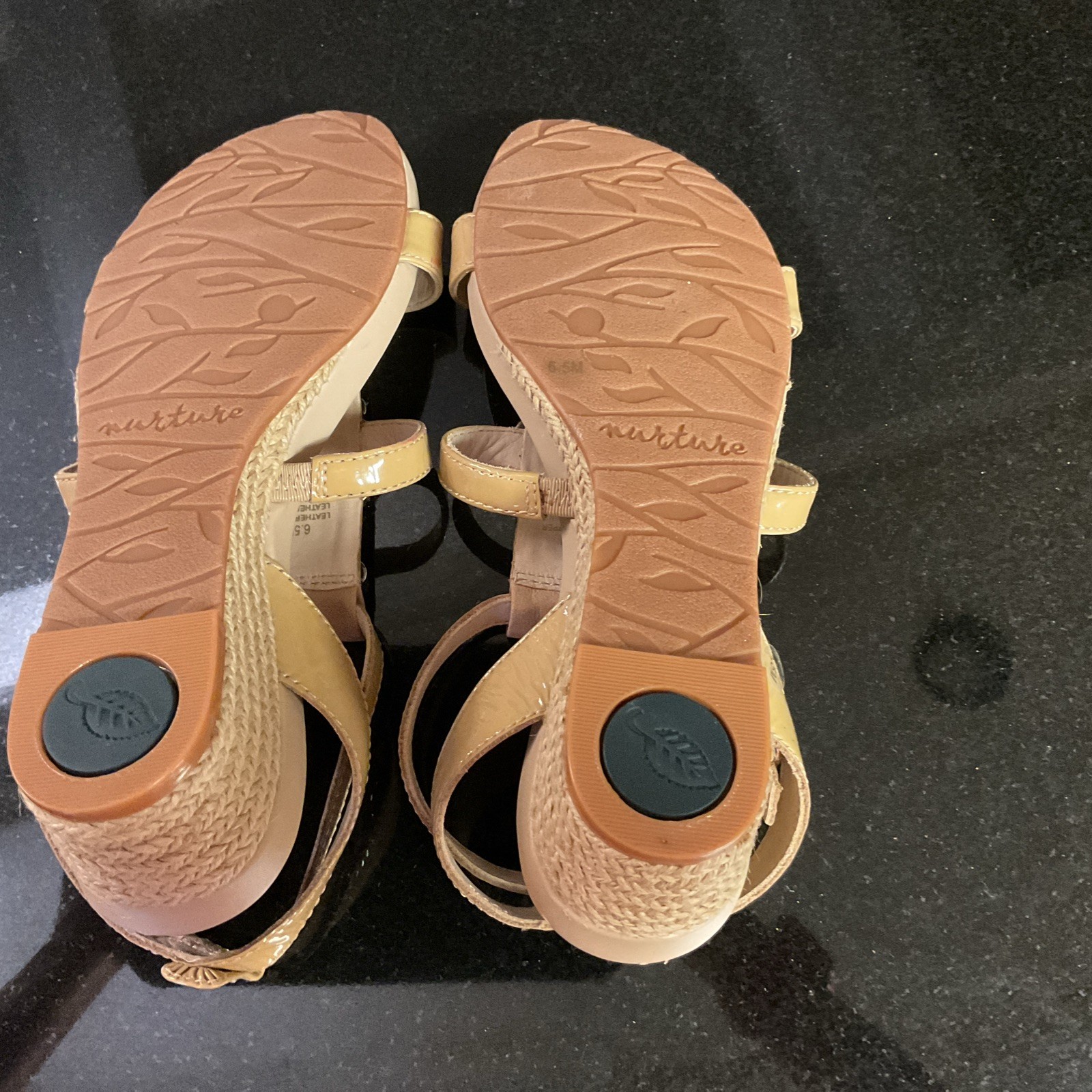 NURTURE By Lamaze Sandals Leather Gold Bling Rhinestones Wedges Sz 6.5,