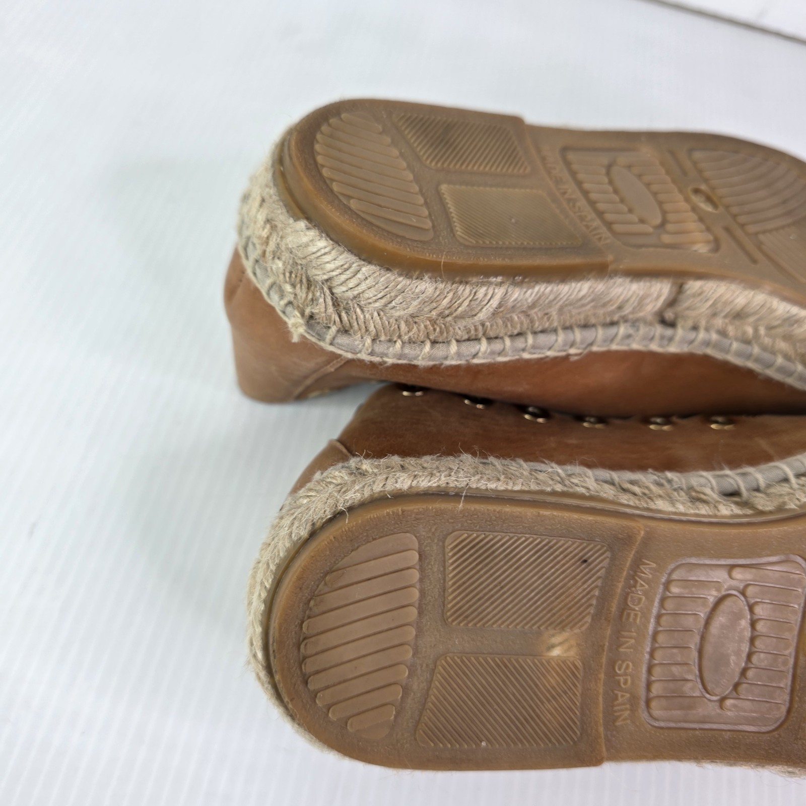Russell & Bromley Brown Leather Rivets Flat Espadrilles Size 37 (US 7)