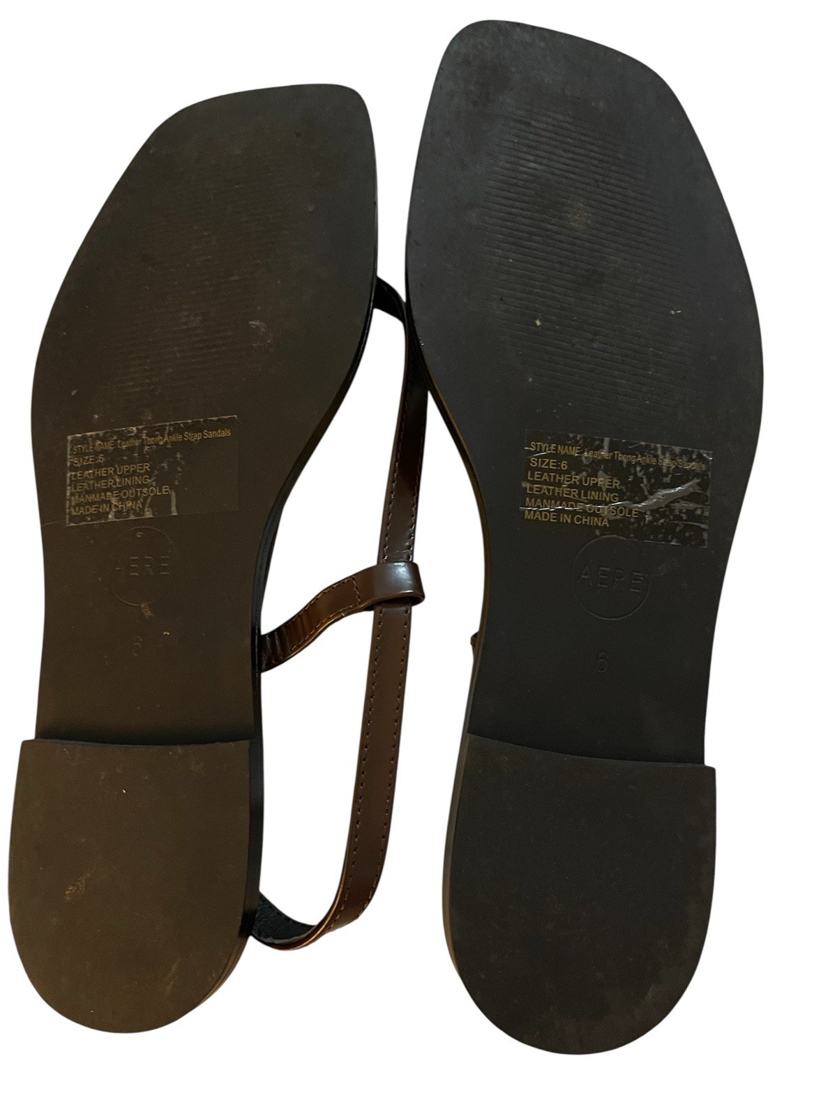 AERE Leather Strap Sandals Brown Size AU 6 RRP$140 Great Condition