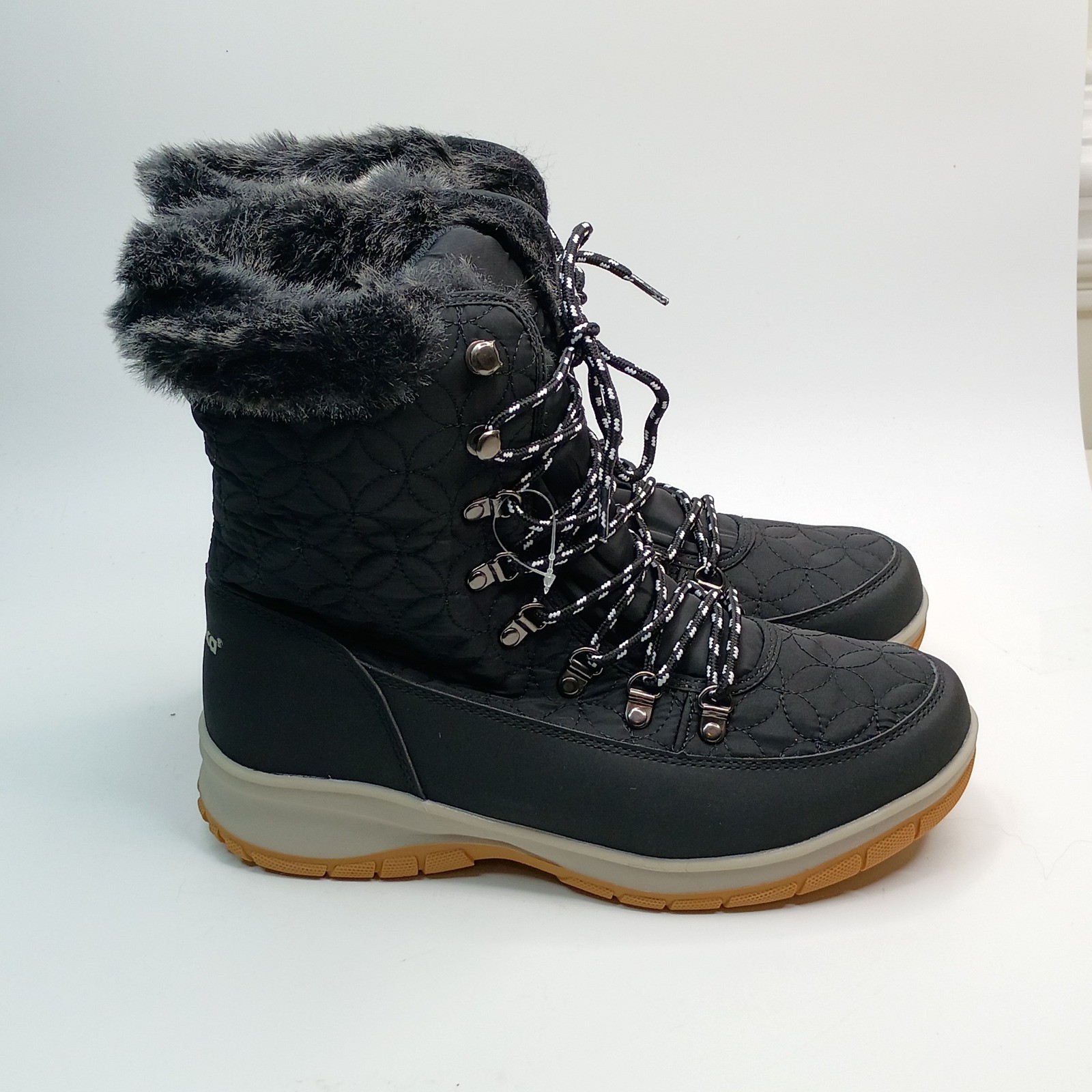 Chooka Belltown Mid Faux Fur Boots Women Size 10 Black Insulated Winter Boots