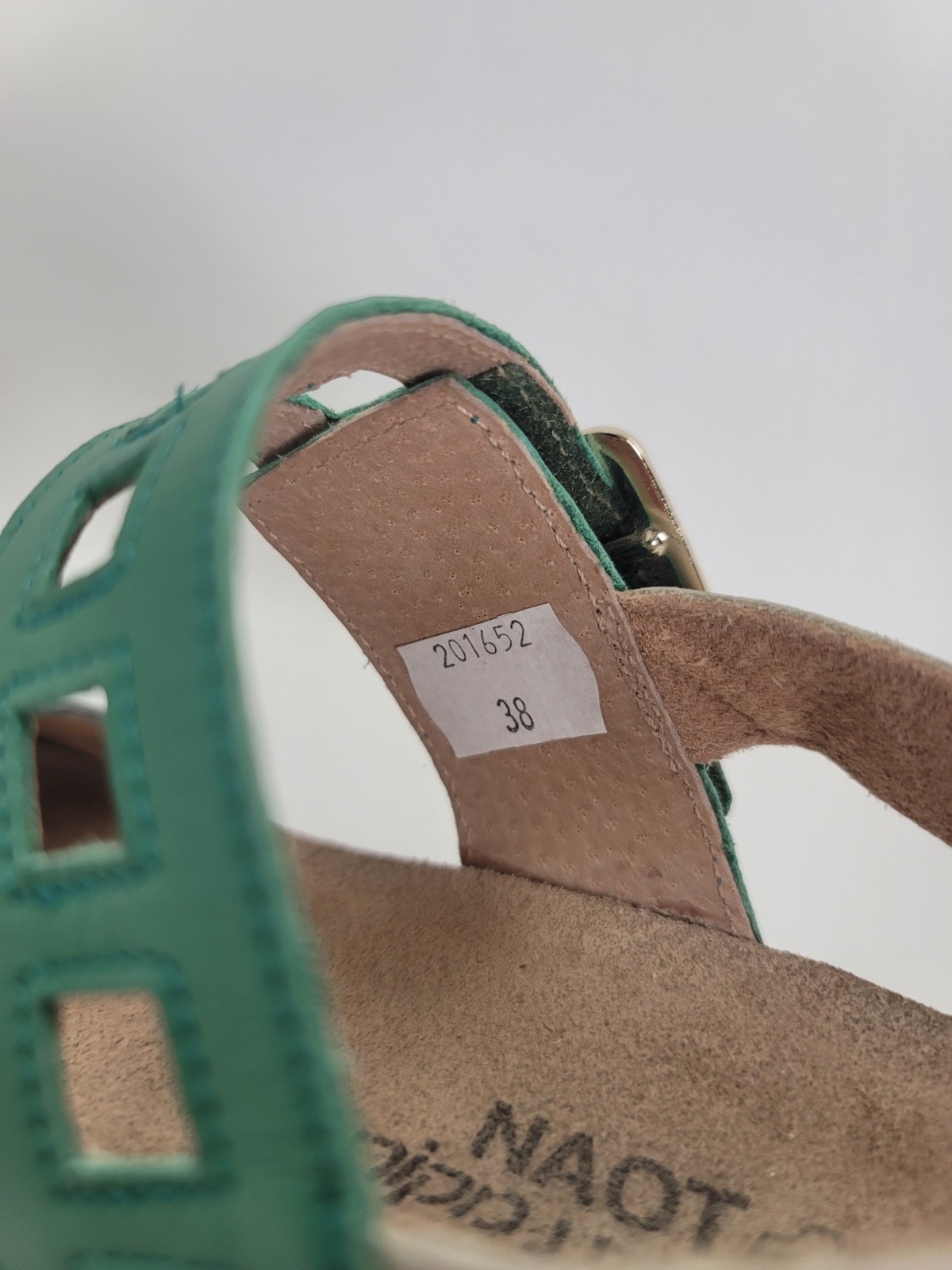 Naot Dynasty Wedge Sandal Womens Sz US 8 EU 38 Leather Memory Foam Footbed Cork