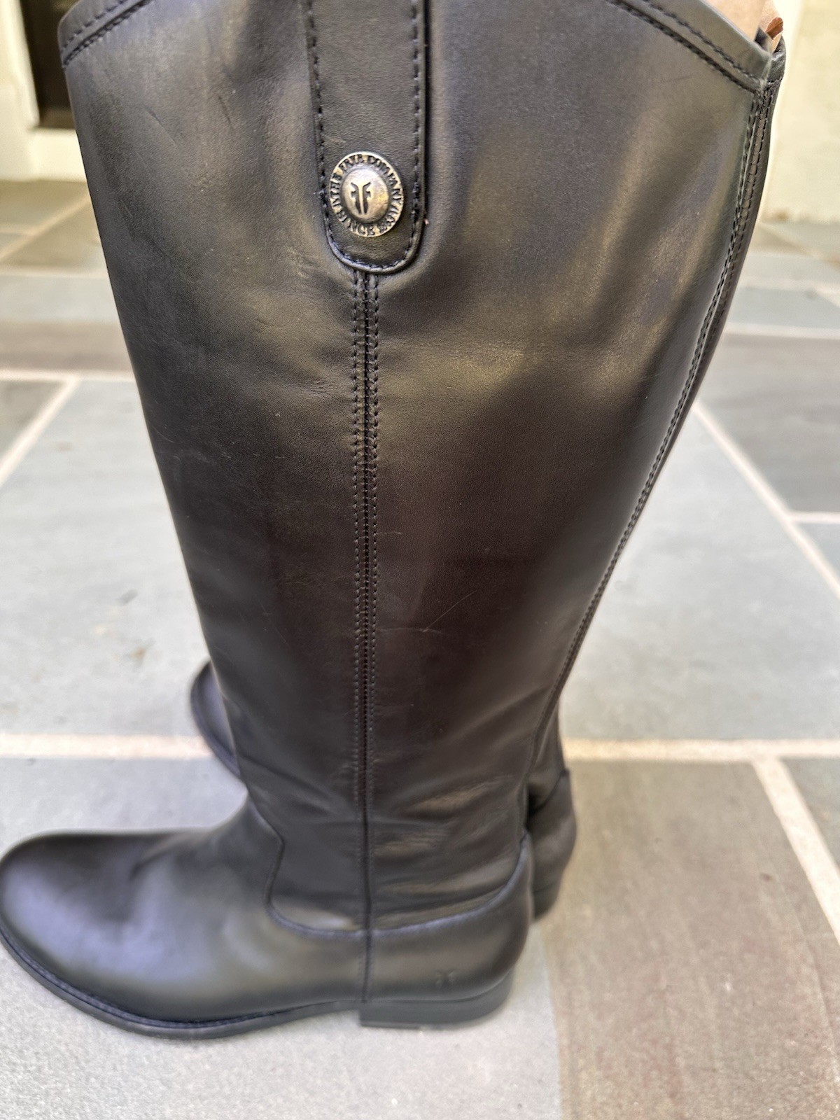 FRYE Melissa Harness Inside Zip Tall Brown Leather Boots 76929 Womens Size 7.5B