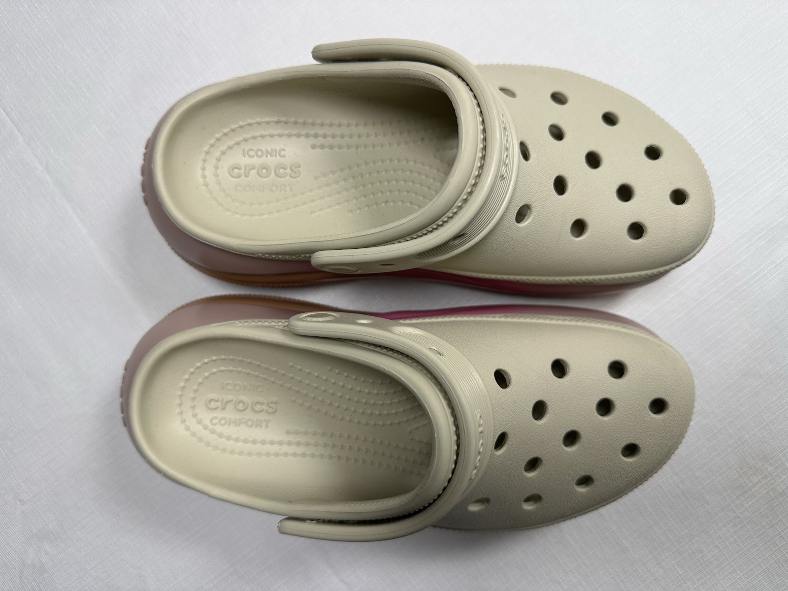 Women’s Crocs Classic Mega Crush Color Dip Slingback Clog Size 6 Bone Pink
