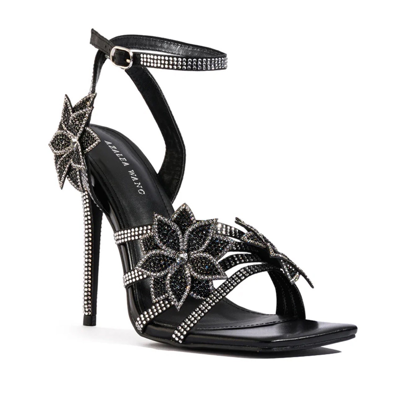 AZALEA WANG DAHLIA EMBELLISHED FLOWER SANDAL BLACK SZ 11 NEW