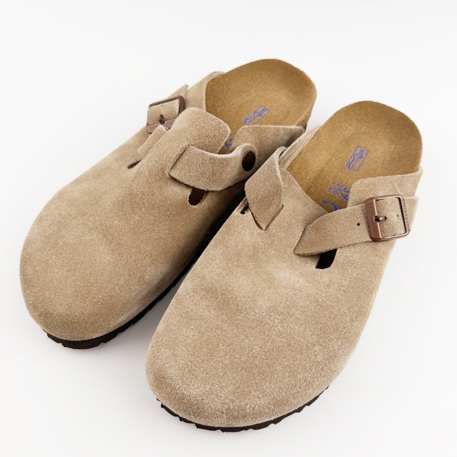 Birkenstock Boston Clog in Taupe Suede Leather With Soft Footbed Unisex All Size