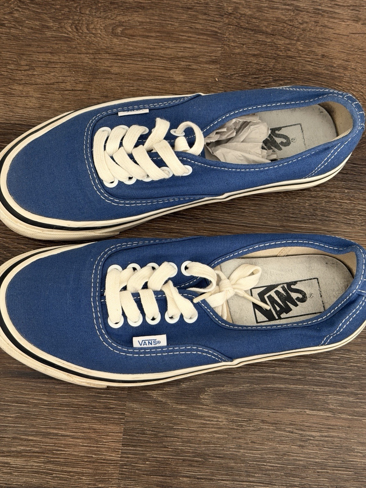 Vans Men’s Size 8 Blue/White Canvas Lace-Up Low Top Sneakers Rubber Sole
