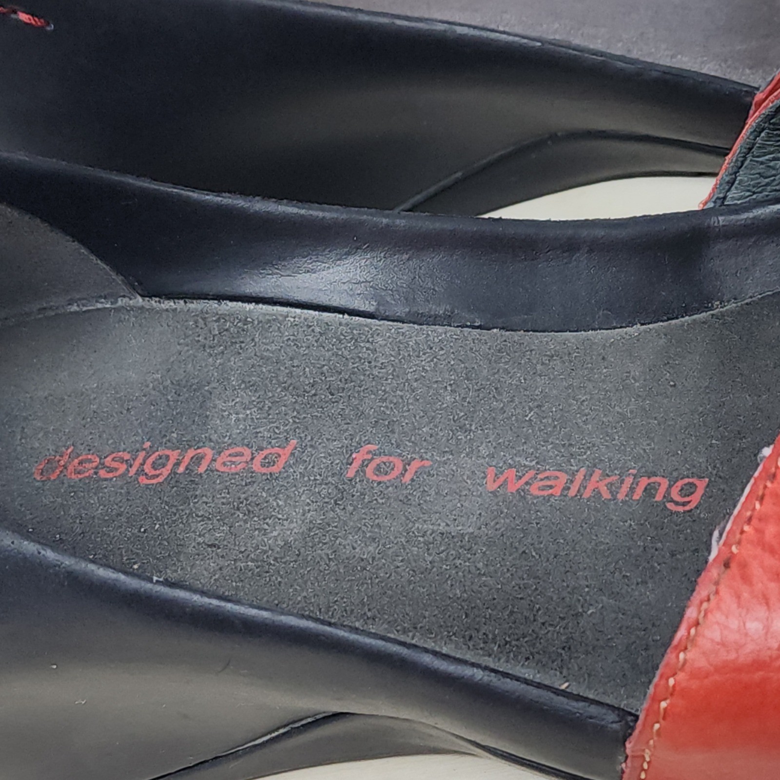 Wolky Wedge Sandals 37 6 Wom Black Red Leather Ankle Strap Comfort 1175 Walking