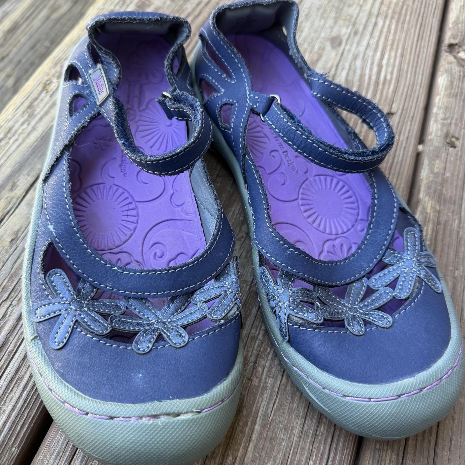 Jambu Blossom Mary Jane Shoes Womens 6M Blue Purple Leather Comfort Flats