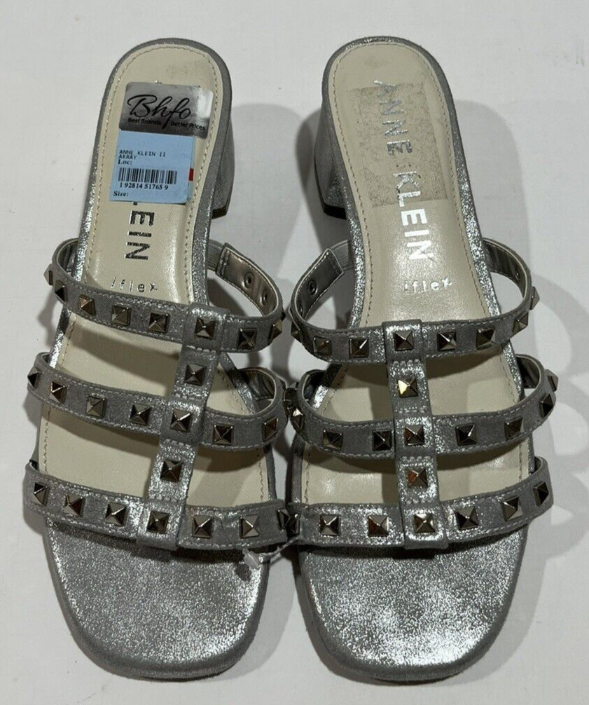 Anne Klein Womens Ray Silver Dress Sandals Shoes 9 Medium (B,M)