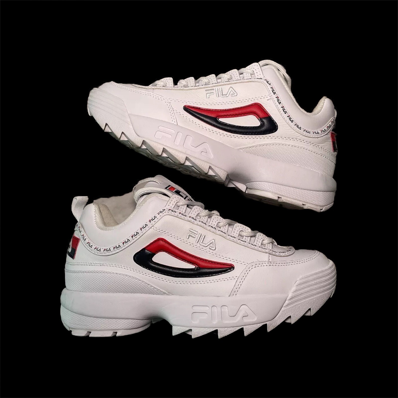 FILA Women’s Disruptor II Premium White/Navy/Red Sneakers (5FM00002-125)