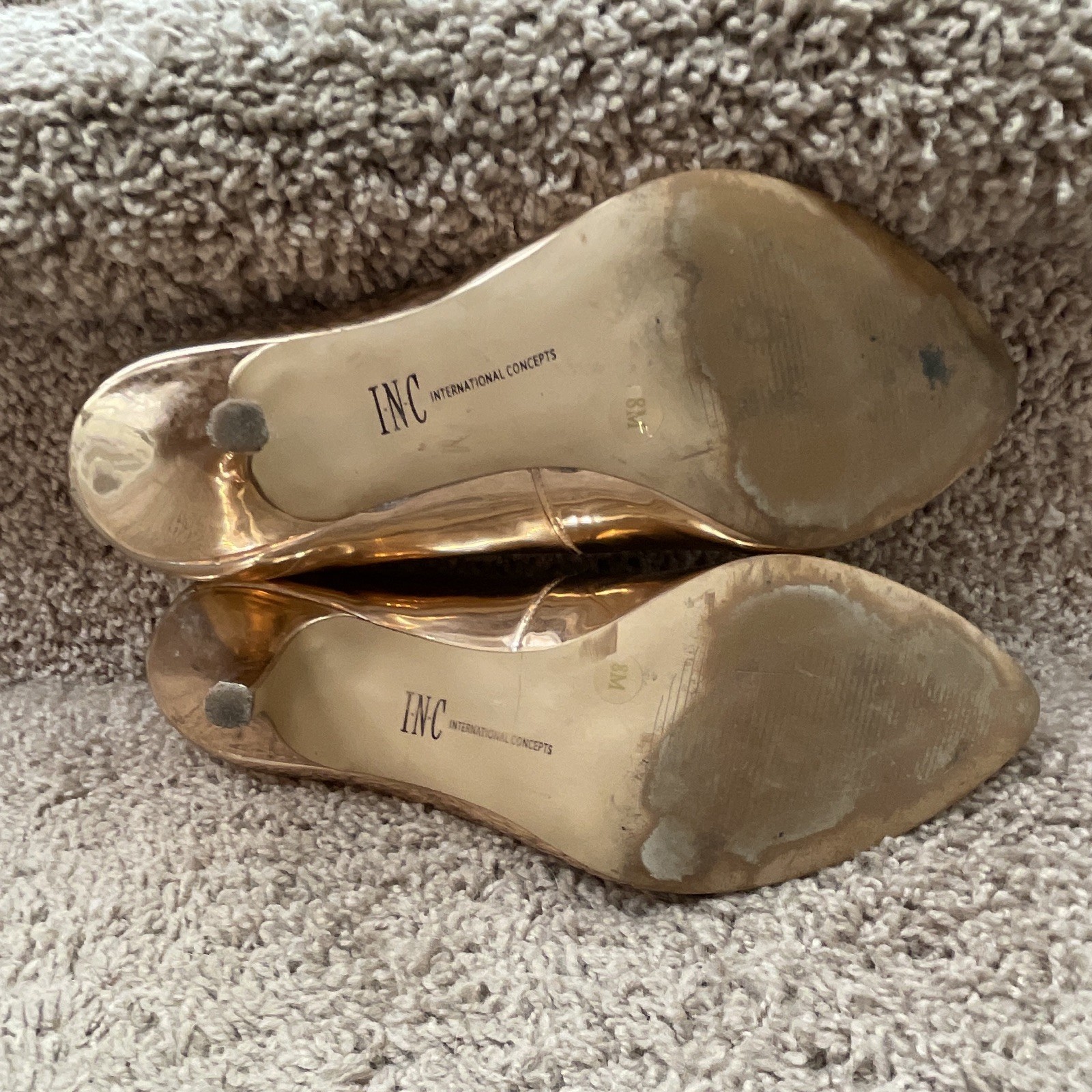 INC International Concepts Gold Metallic Pointed Toe Slip-On Pumps Stiletto 8M