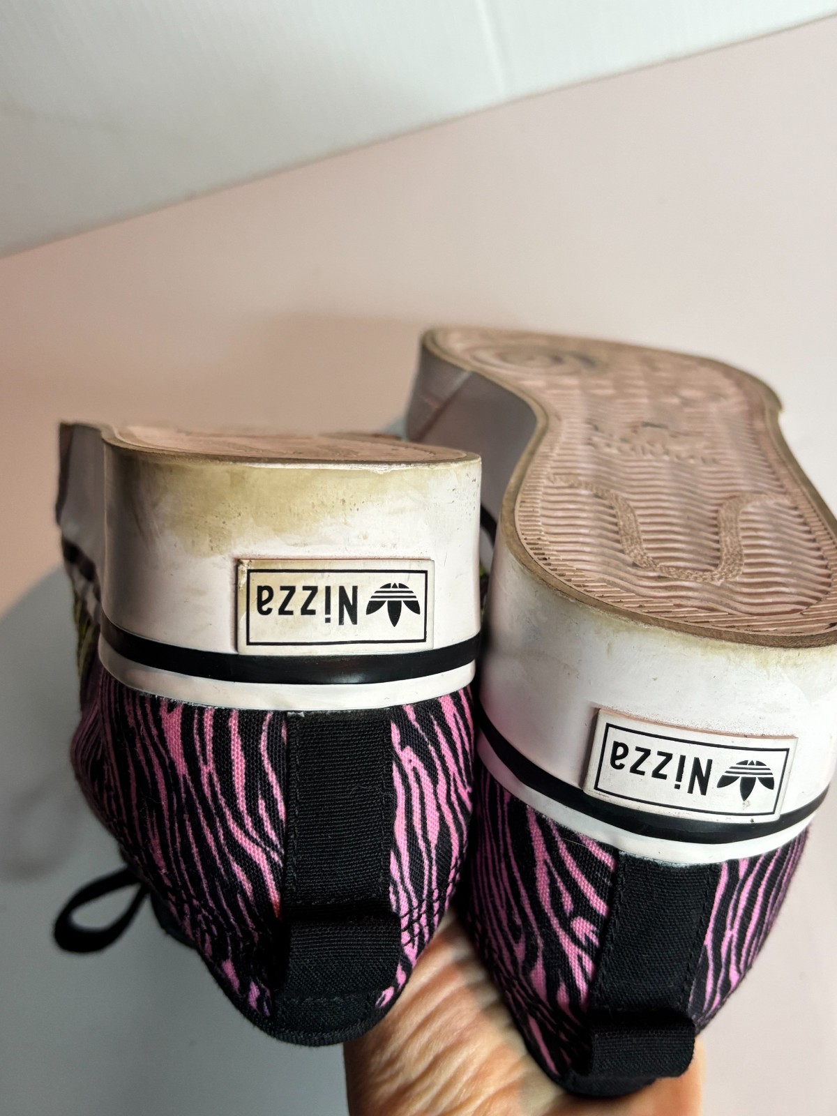 Adidas Originals Nizza Platform Black Pink Zebra Print Womens Lace Sneakers 9.5