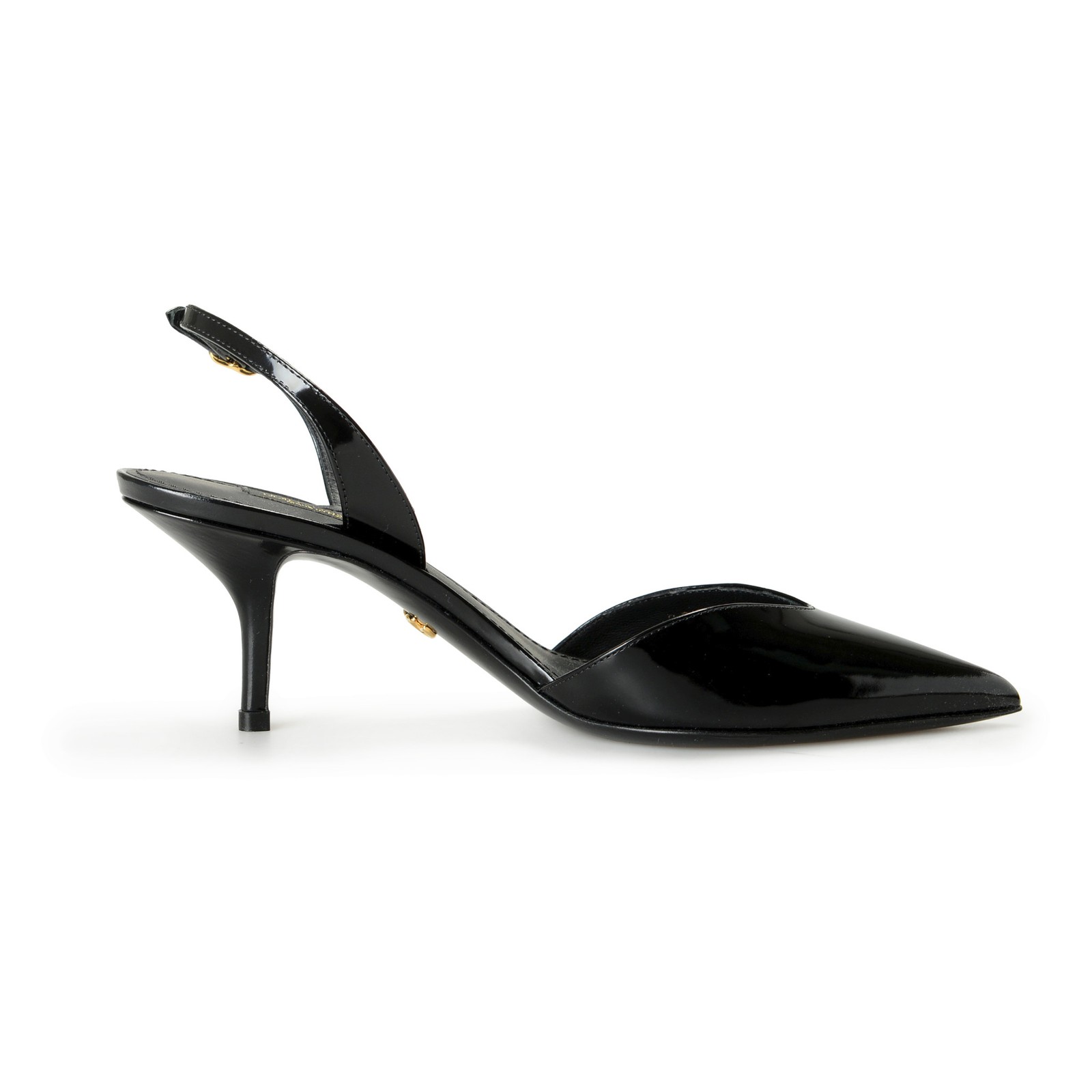 Dolce & Gabbana Women’s Black Leather Heeled Slingback Pumps Shoes US 6 IT 36