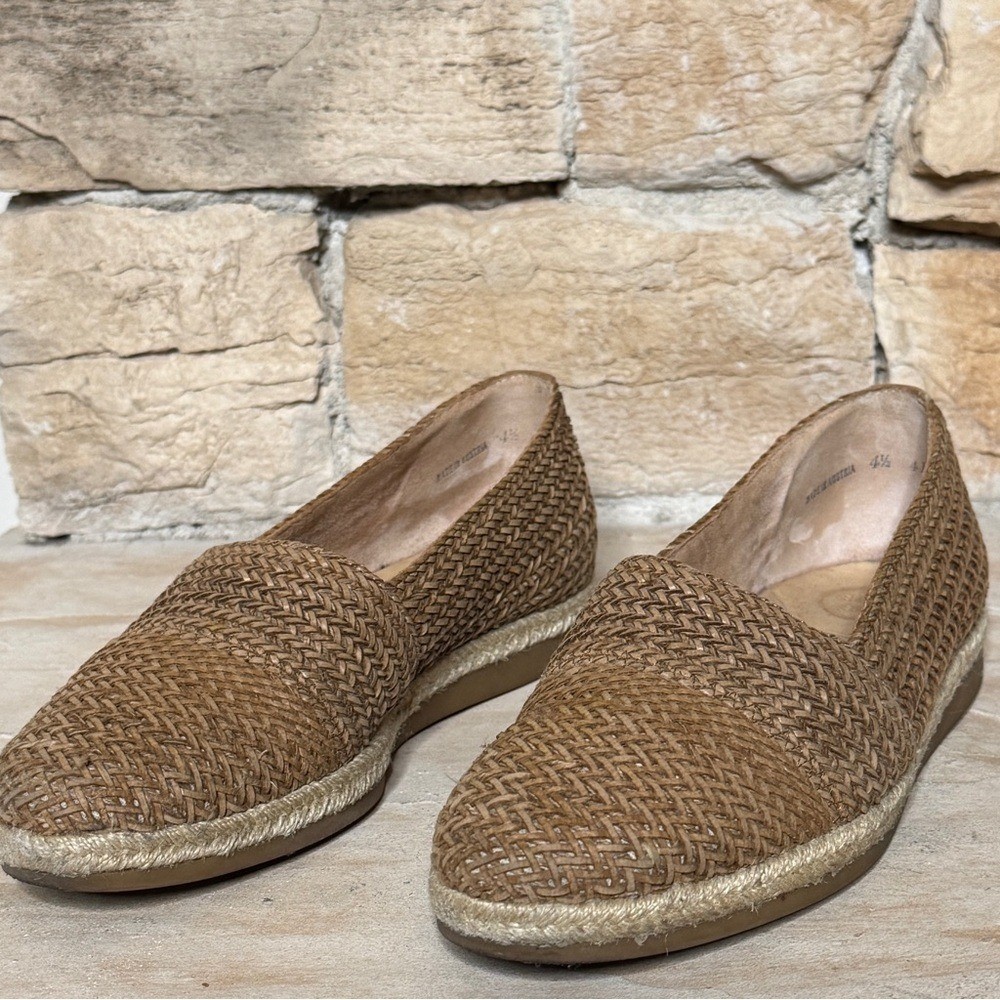 PAUL GREEN Women’s Lori Espadrille Flats In Cuoio Woven Travel Vacation Casual