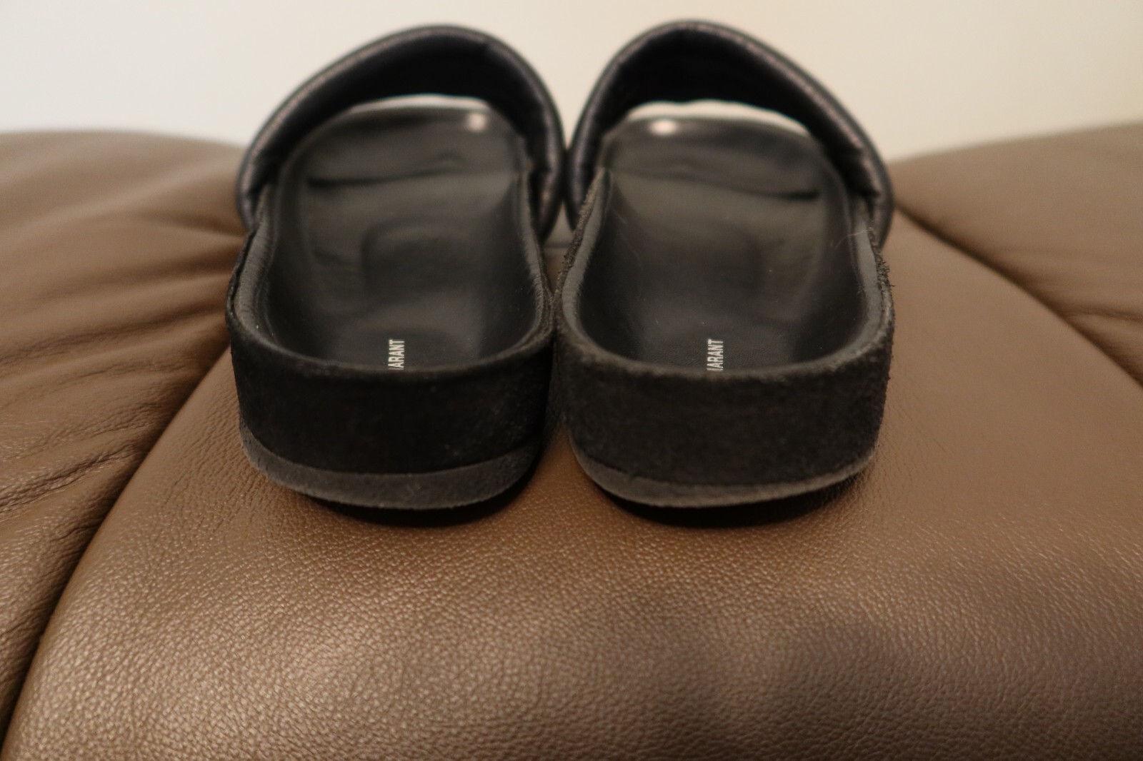 $430 Isabel Marant Hellea black lamb leather padded sandals size 36 with box