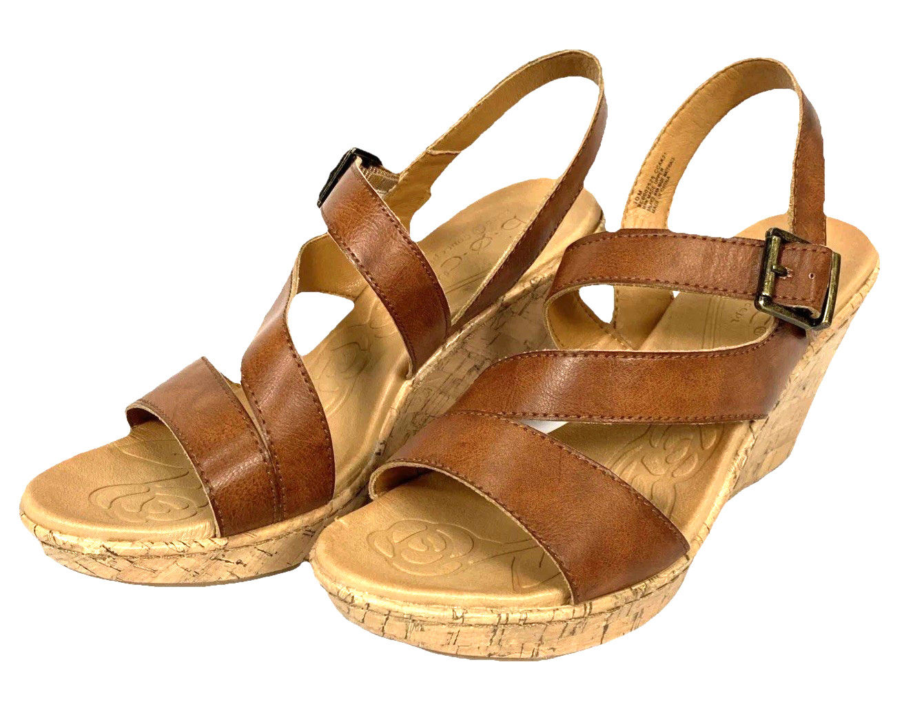 BOC Born Concept Sandals Women’s Sz 10 Brown Vegan Leather Slingback Cork Wedges
