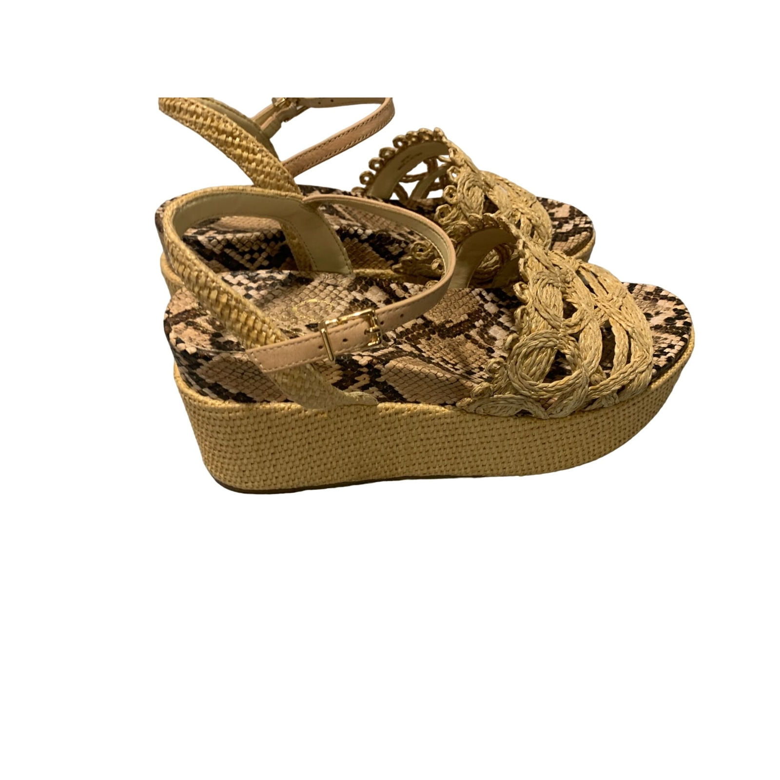 Jessica Simpson Womens Size 8 M Espadrille Platform Rattan Wicker Wedge 2.5 in H