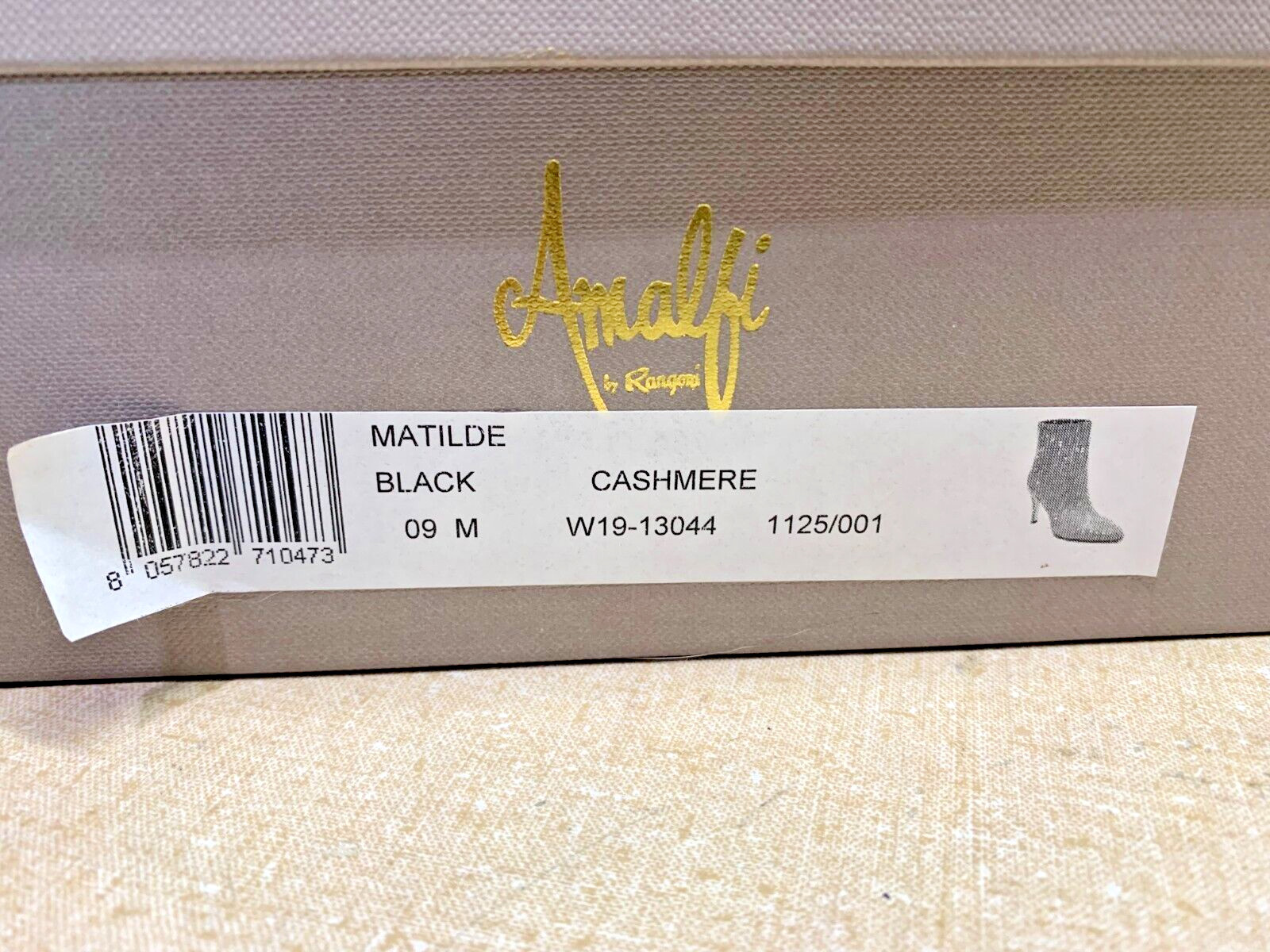 AMALFI BY RANGONI MATILDE CASHMERE BLACK BOOT NOS 9 M WOMENS SHOES