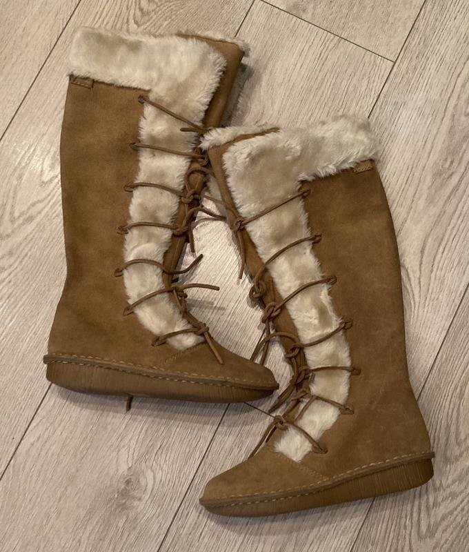 ladies clarks boots orange suede 37.5