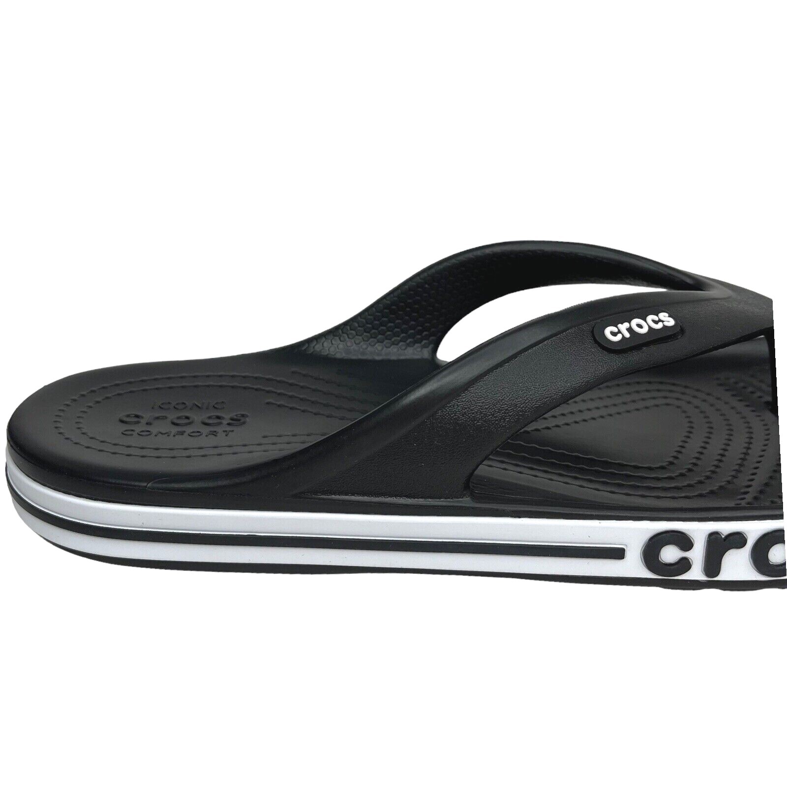 Crocs Bayaband Womens Flip Flop Sandals Size 8 – 9 Black & White Water Friendly