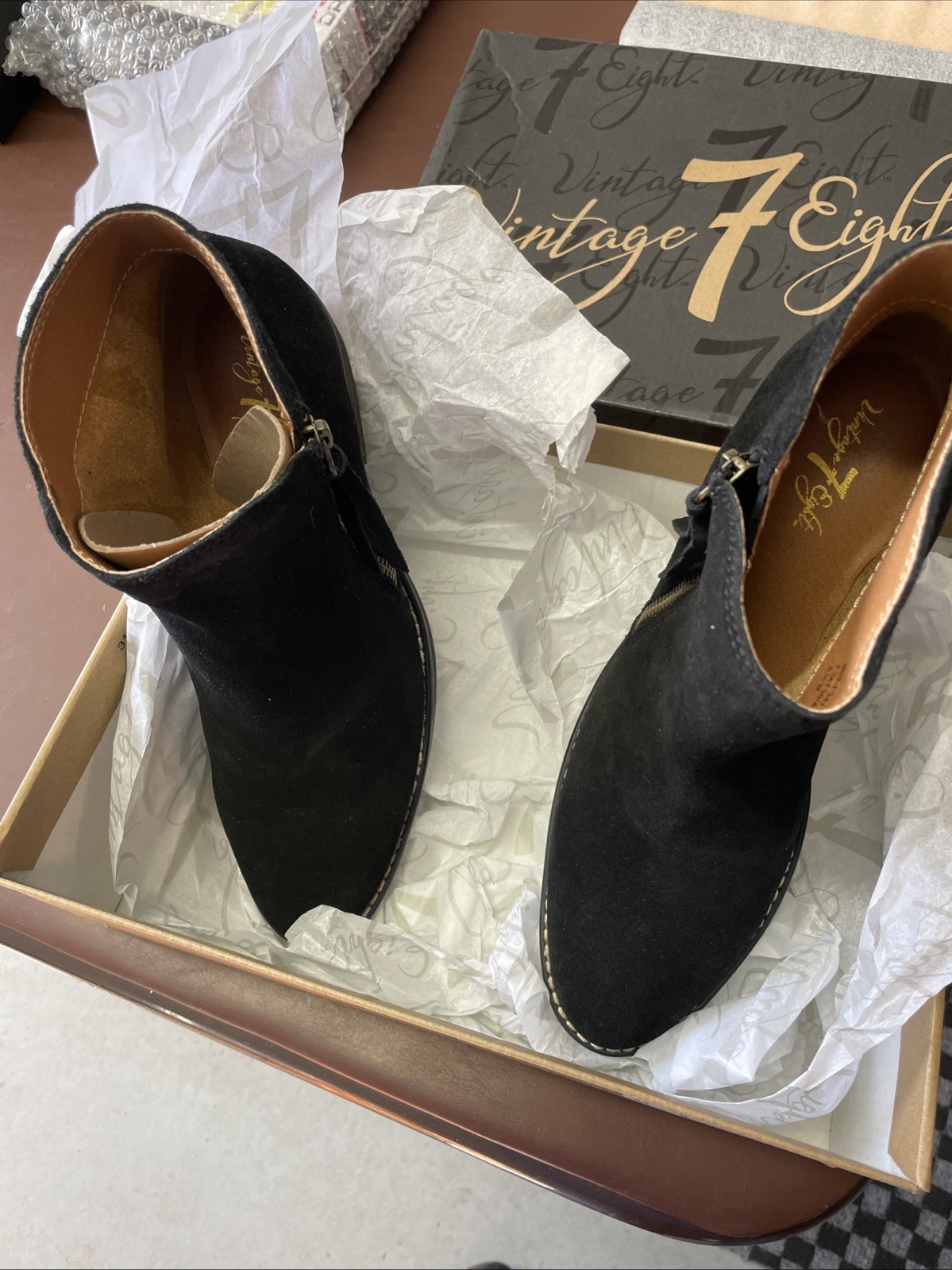 Vintage 7 Eight Suede Ladies Boots 8 1/2 NIB