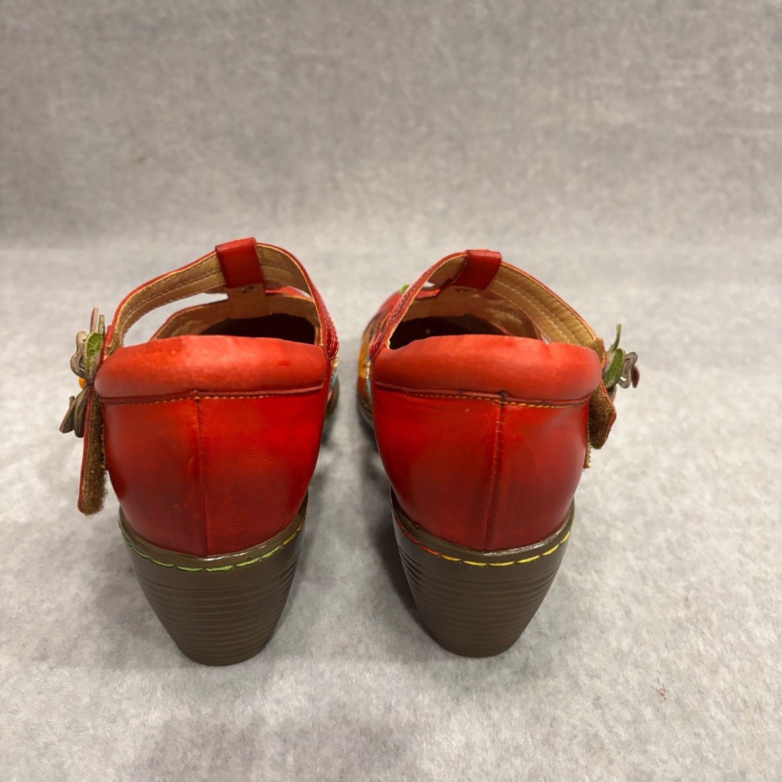 Retro Hippie Boho Sandal Riutiru Womens Size 6- 6.5 Multicolor Handmade Lambskin