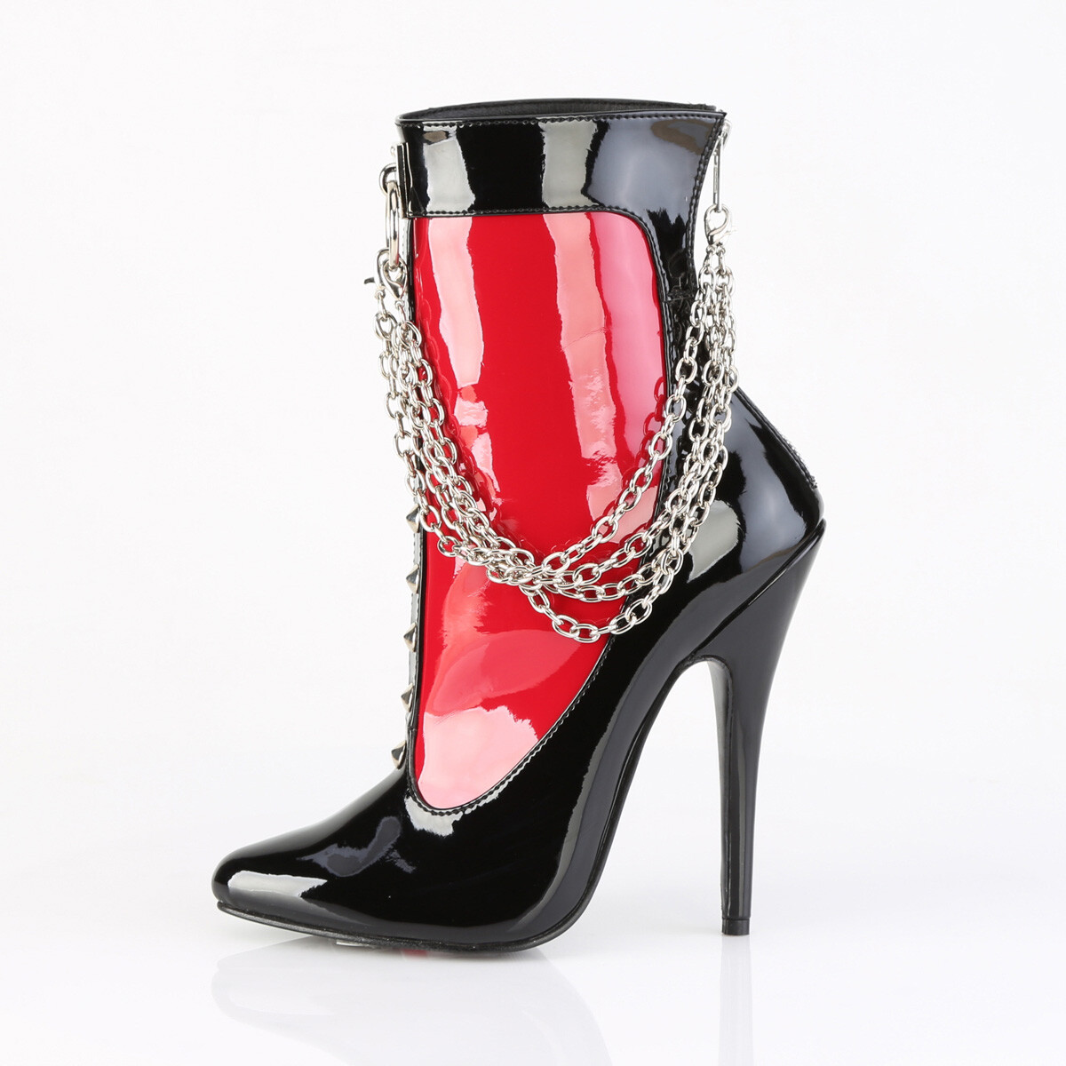 UPPER (RED&BLK) O-RING,CHAINS,STUDS,ZIPS 6″ BOOT Sz 6 8 9 10 11 12 13