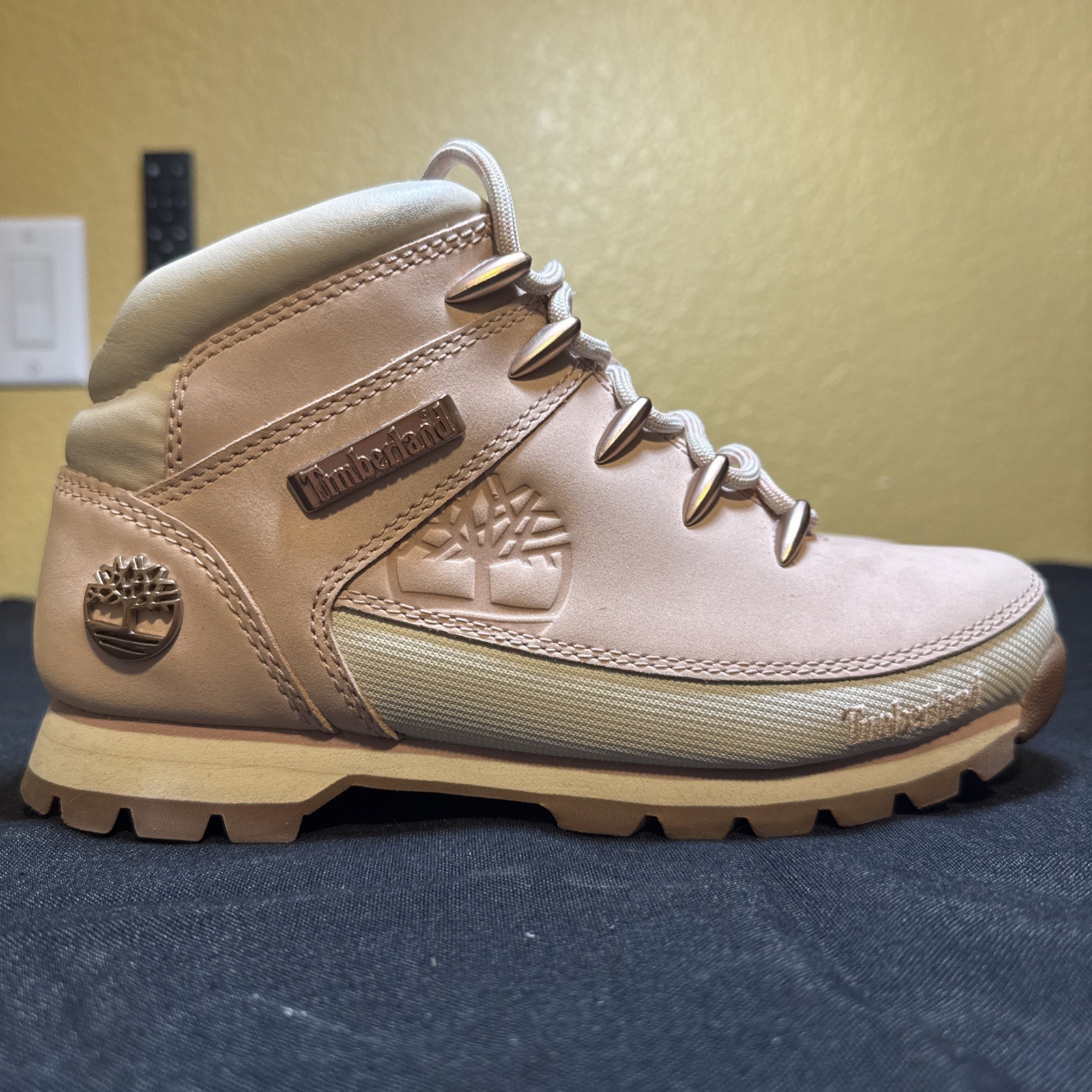 Timberland Euro Sprint Mid Hiker Light Pink Nubuck Leather Size 6.5