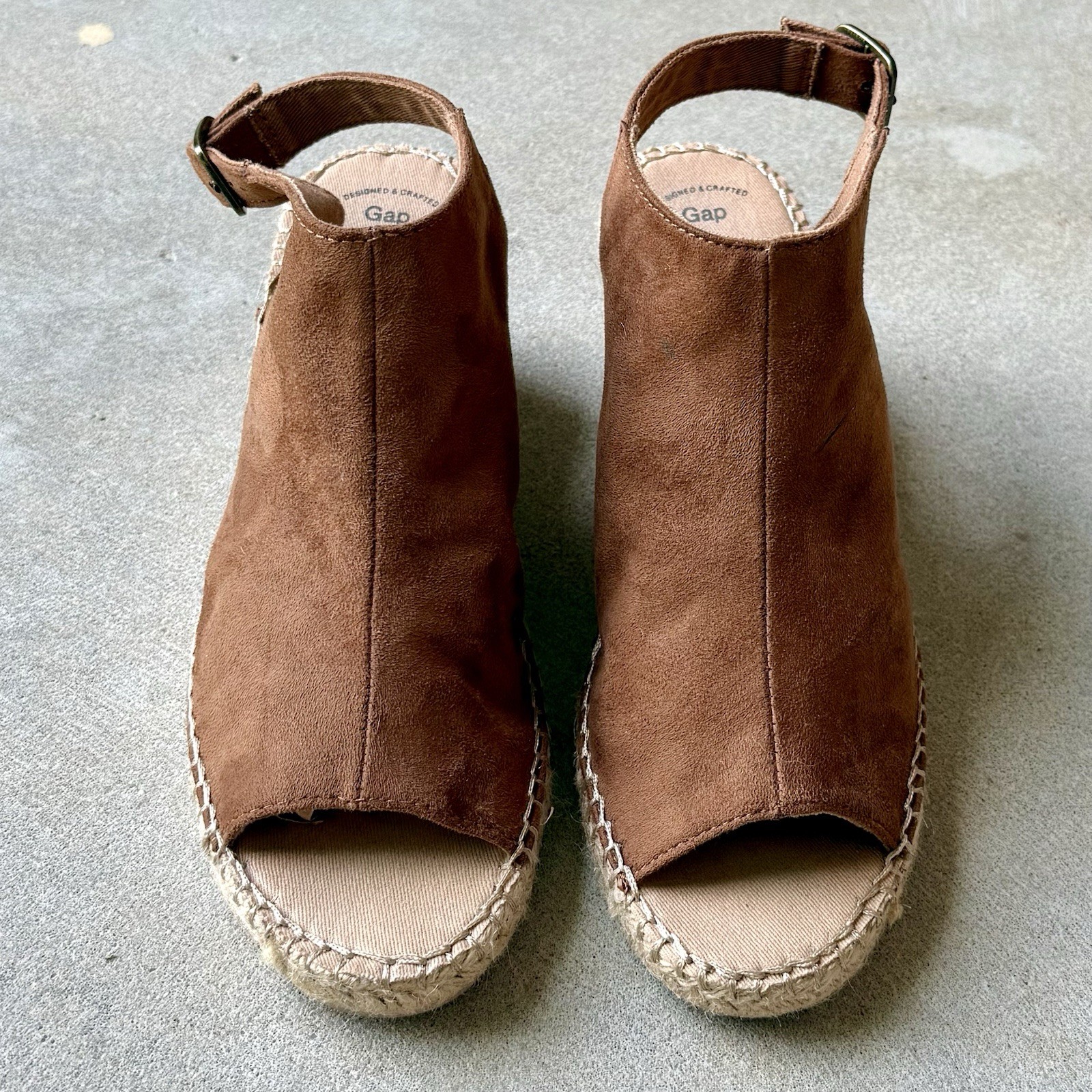 Gap Sandal Wedge Gray Faux Suede Espadrille Slingback Size 9