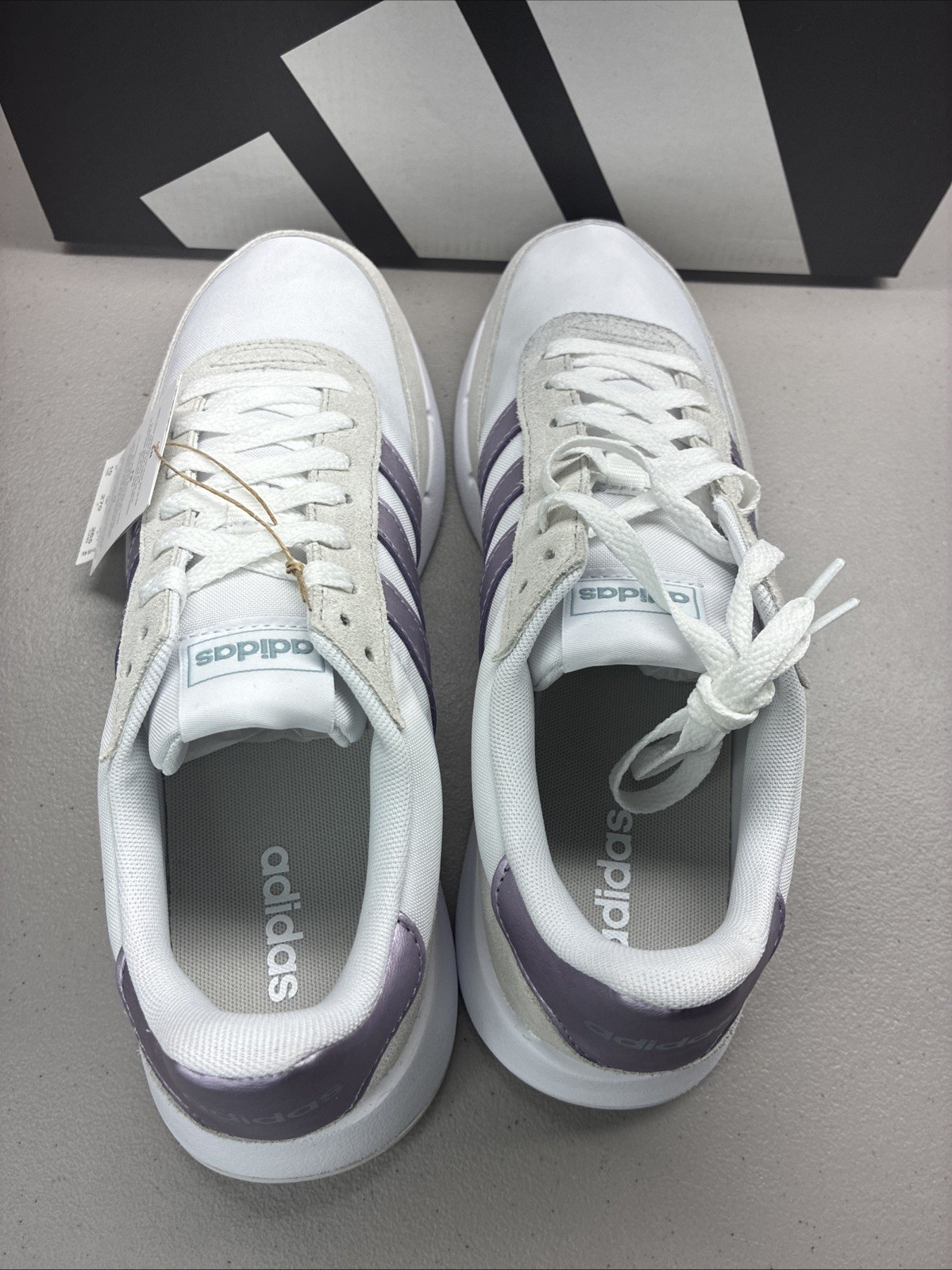 adidas Run 60s 2.0 Women’s 10 White/Purple/Beige Low Top Lace-Up Sneakers GX1713
