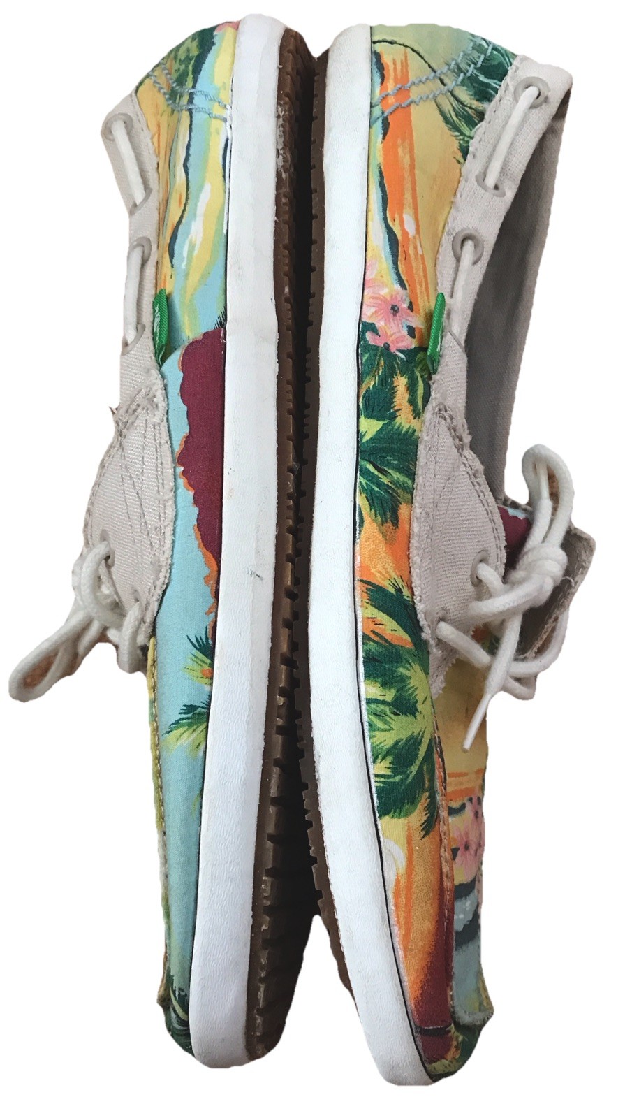 SANUK Canvas Tropical Beach Floral Multicolor Slip On Boat Loafer Shoe Woman 9.5