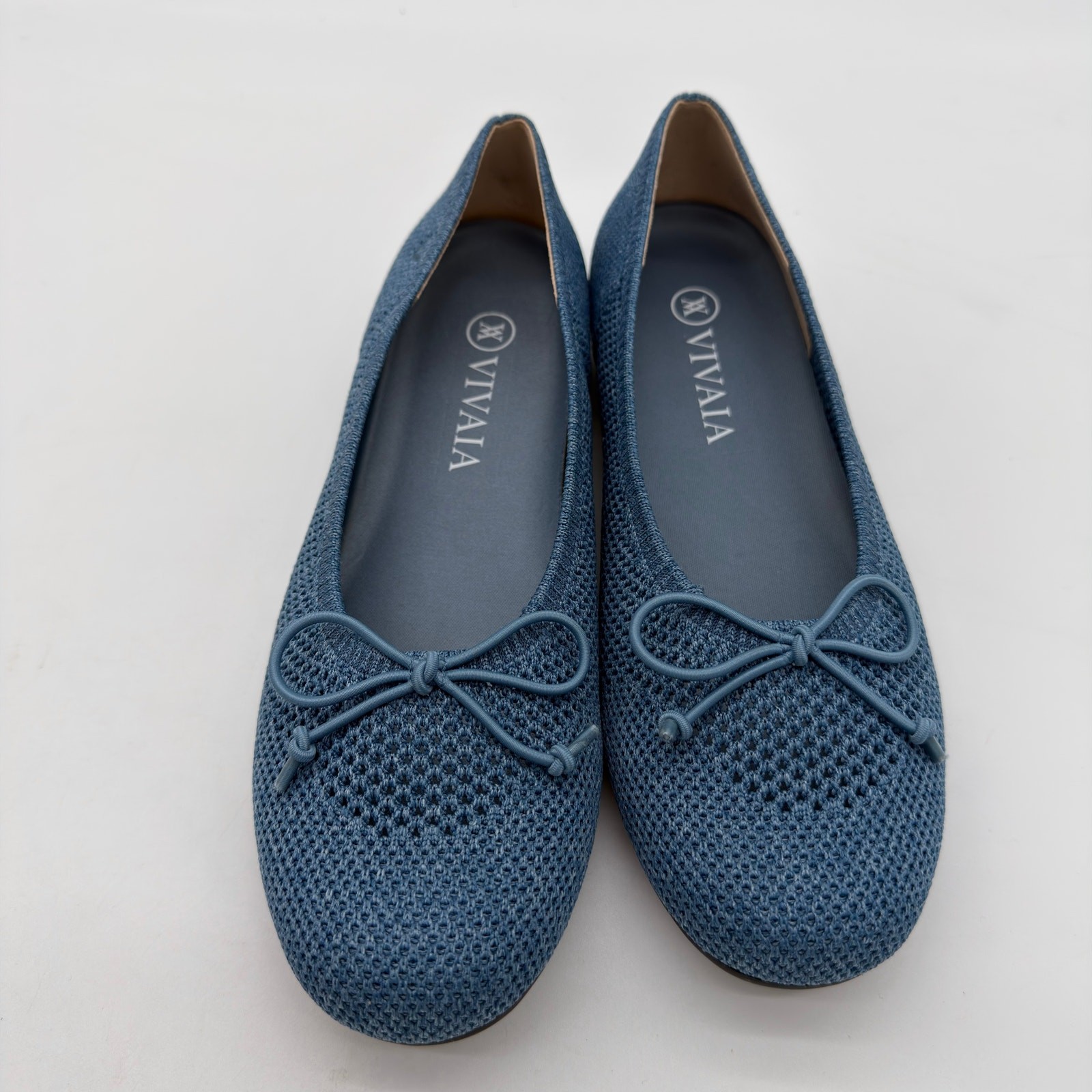 Vivaia Odette Old Money Bendable Perforated Round Toe Loafers Denim Blue 7-7.5