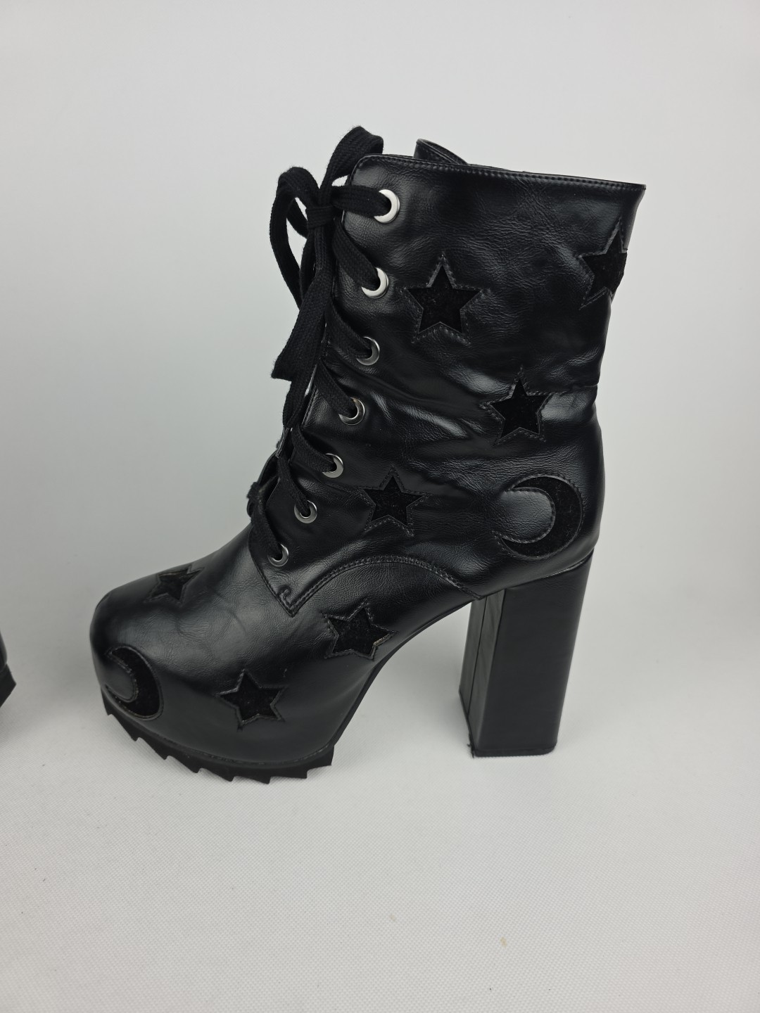Killstar Platform Witch Goth Punk Boots Black Moon Stars Womens Size 10