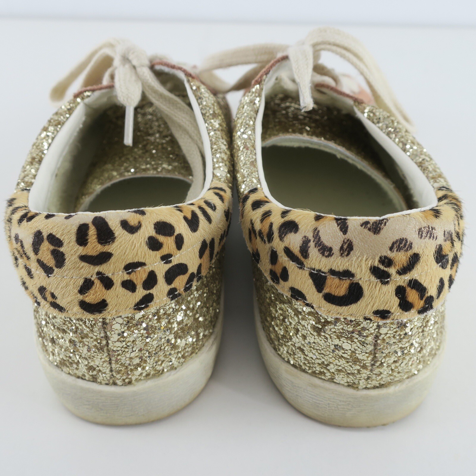 Mi.im Gold Glitter Leopard Print Star Sneakers Shoes Women’s Size 8