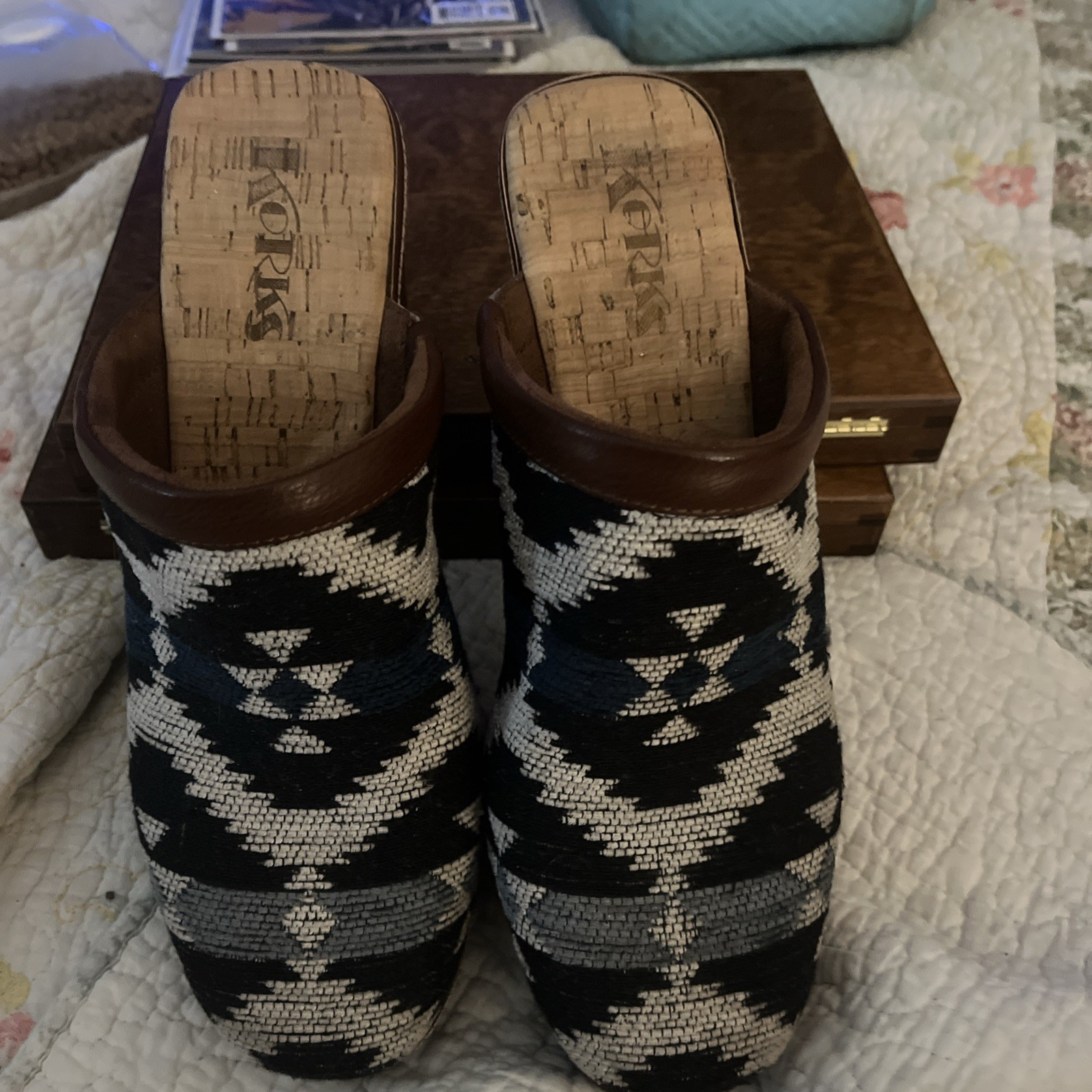 Korks Heels Womens 9 M Mule Multicolor Slip On Closed Toe Casual Geometric Block