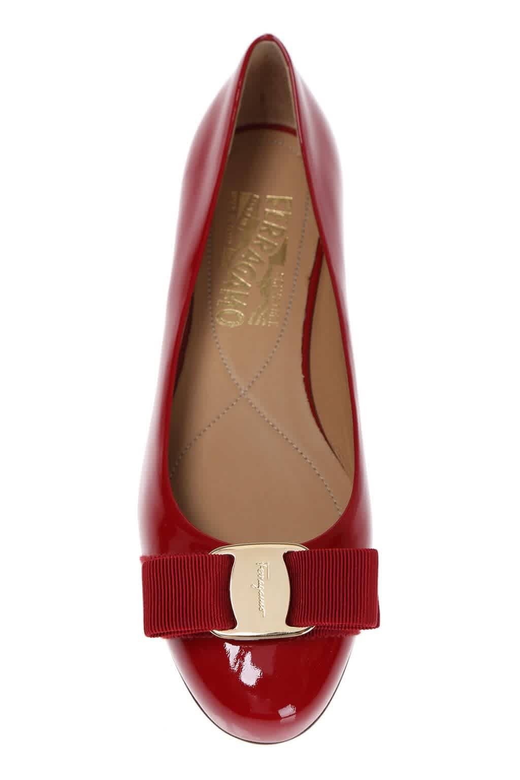 Salvatore Ferragamo Varina Ballet Flats In Red Patent Leather