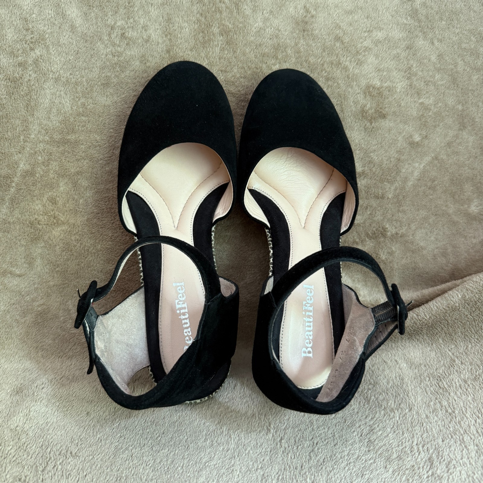 BeautiFeel Women’s Piper Wedges Black/Giraffe Suede Sandals EU 37-US 6/6.5