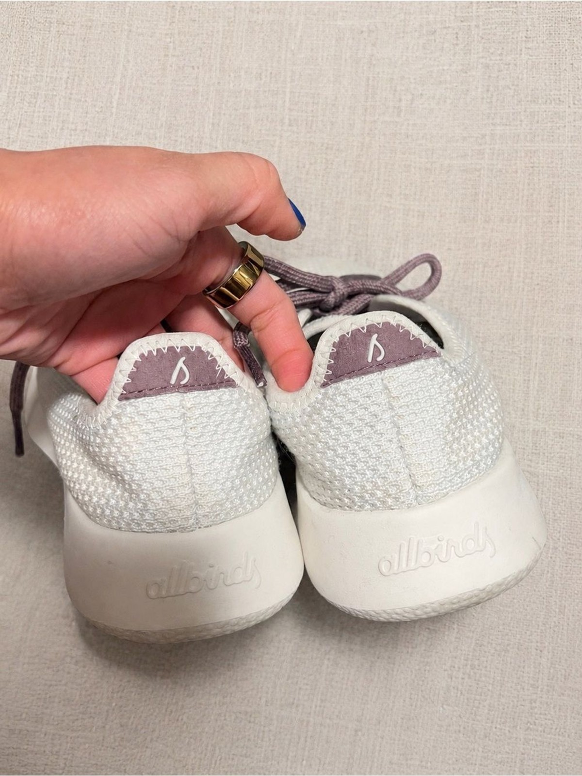 allbirds women’s tree runners white sneakers size 5 purple laces