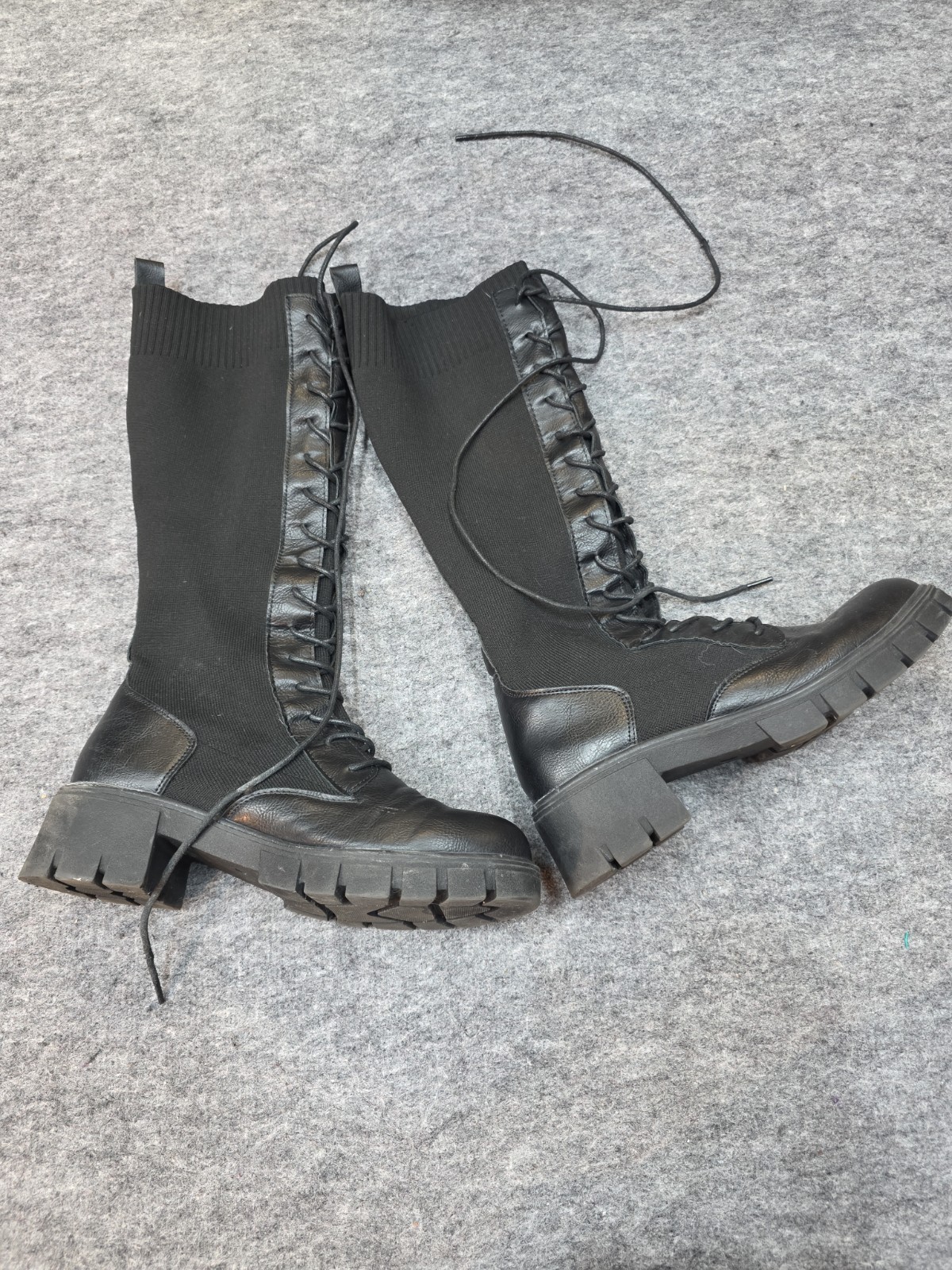 Long Combat Boots Black Size 10