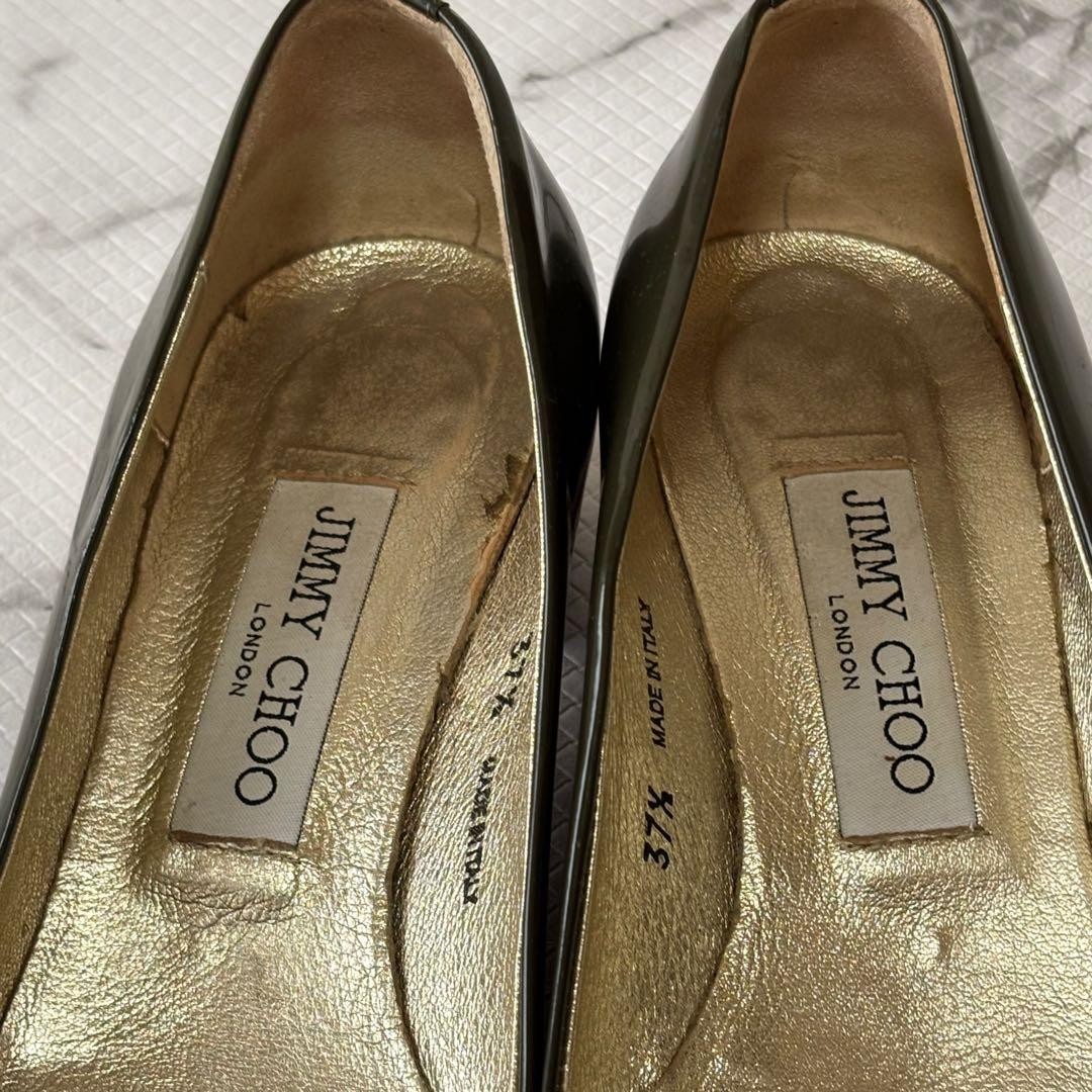 Good Condition Jimmy Choo Patent Leather Pumps Smoke 37.5 with Box