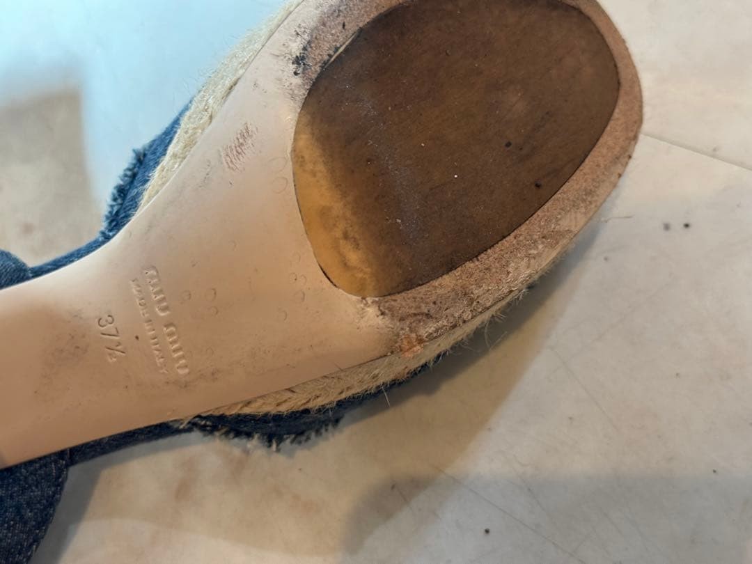 MIU MIU Sandals Shoes EU 37.5 US 7.5 Denim Authentic