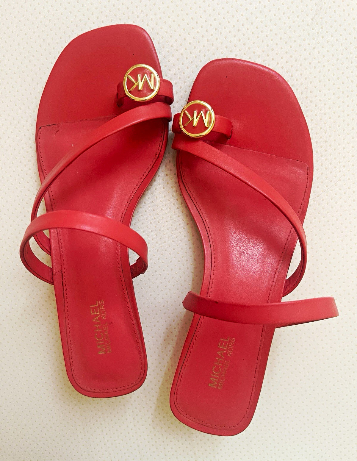 Michael Kors Salmon Logo Slip-On Sandals Faux Leather Women’s US 6.5