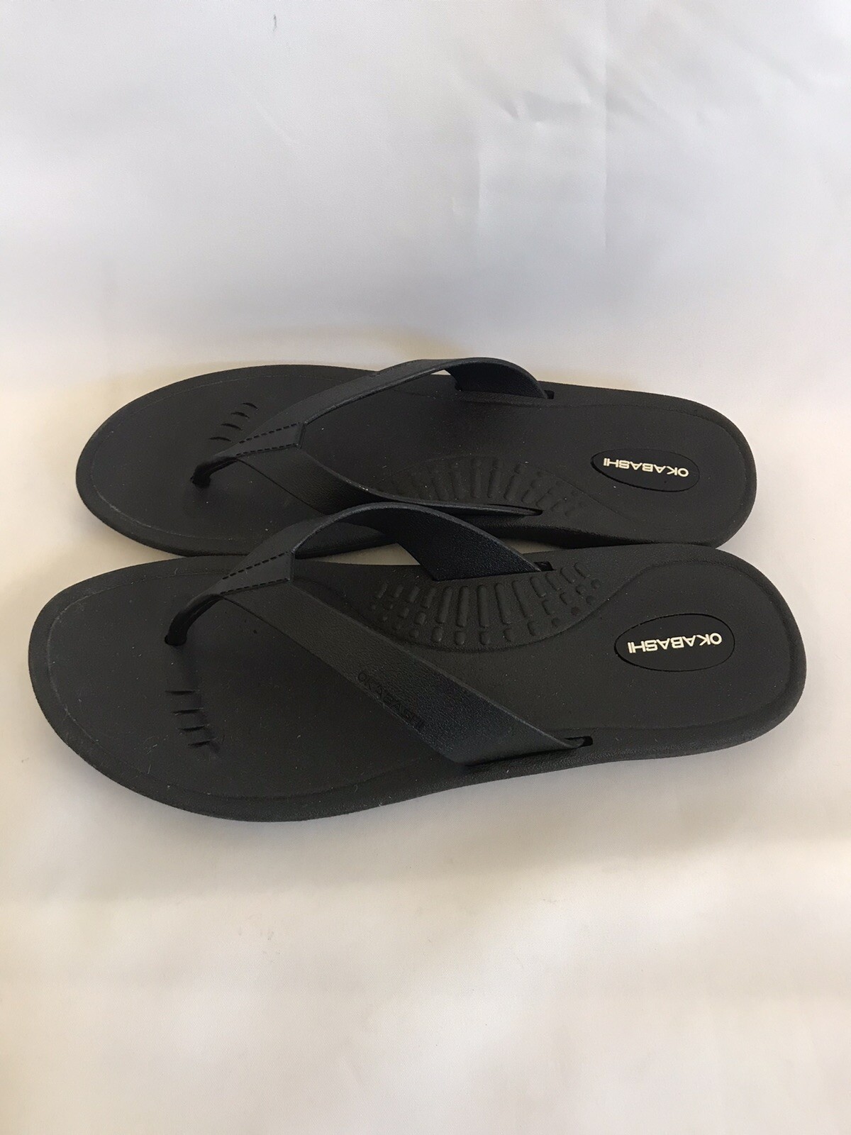 Okabashi Women’s Size L 9-10 Flip Flop Ortho Style Black Flats Sandals Made USA